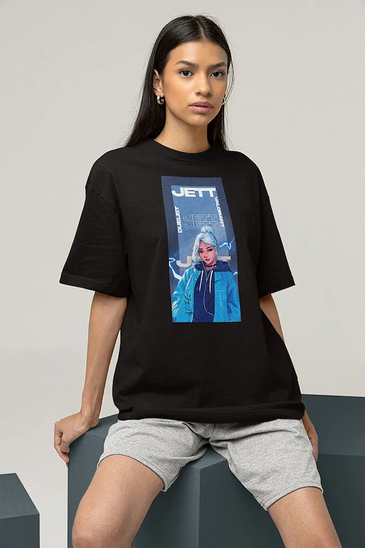 Jett Valorant Karakter Baskılı Oversize Unisex Tişört