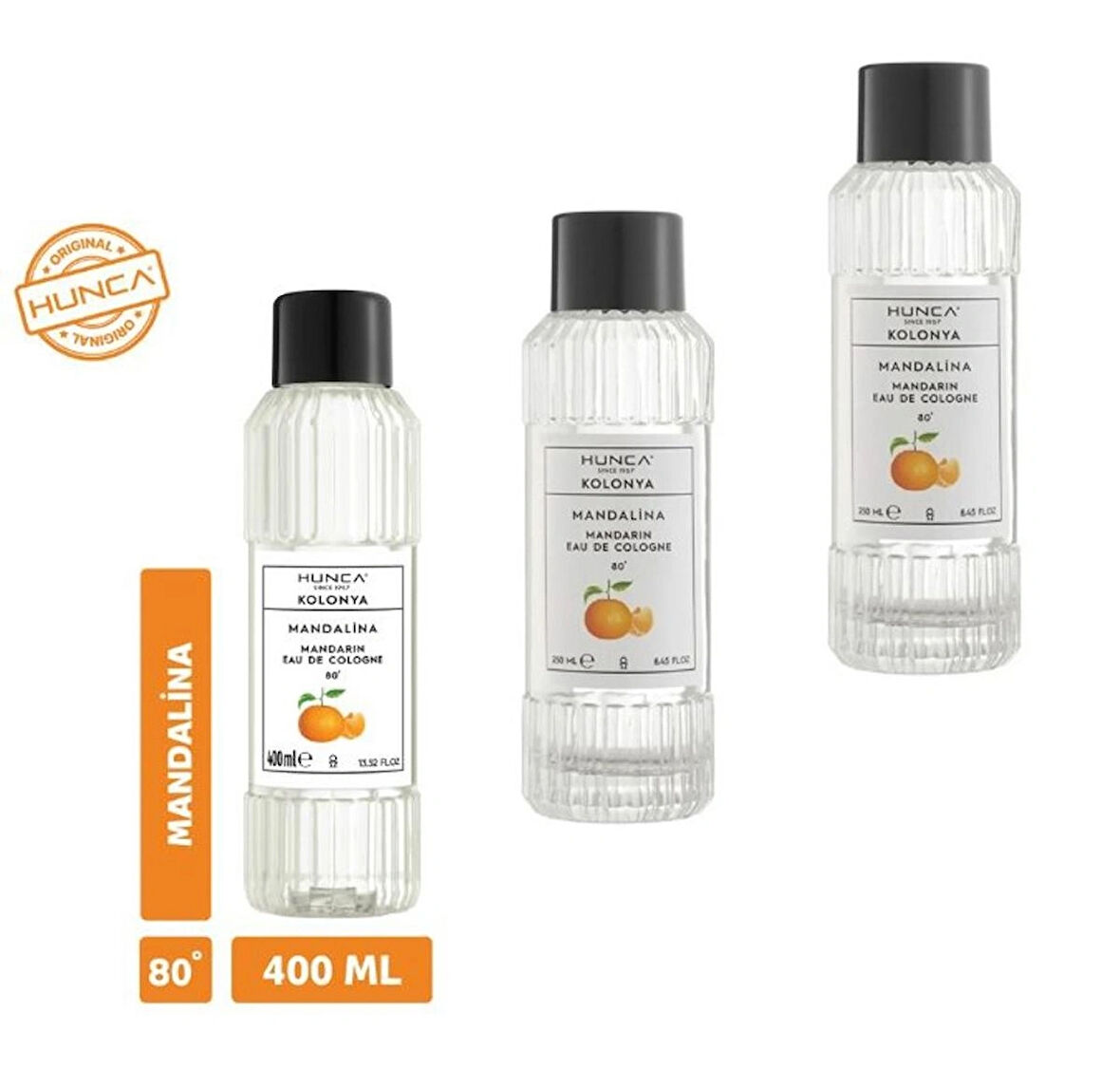 Hunca Mandalina Kolonyası 400 ml – Ferahlatıcı Koku, Kalıcı Etki 3 ADET