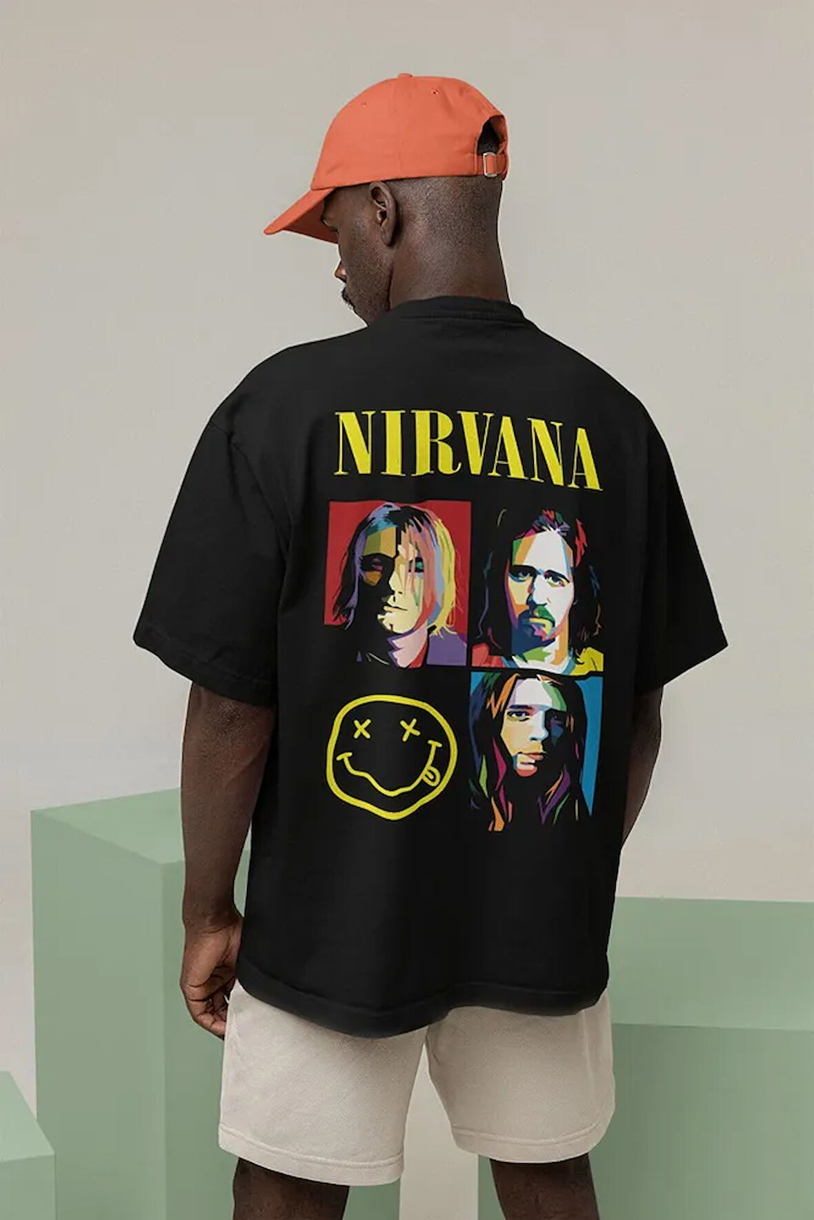 Nirvana Müzik Grubu Baskılı Unisex Oversize Rock Metal Tişört