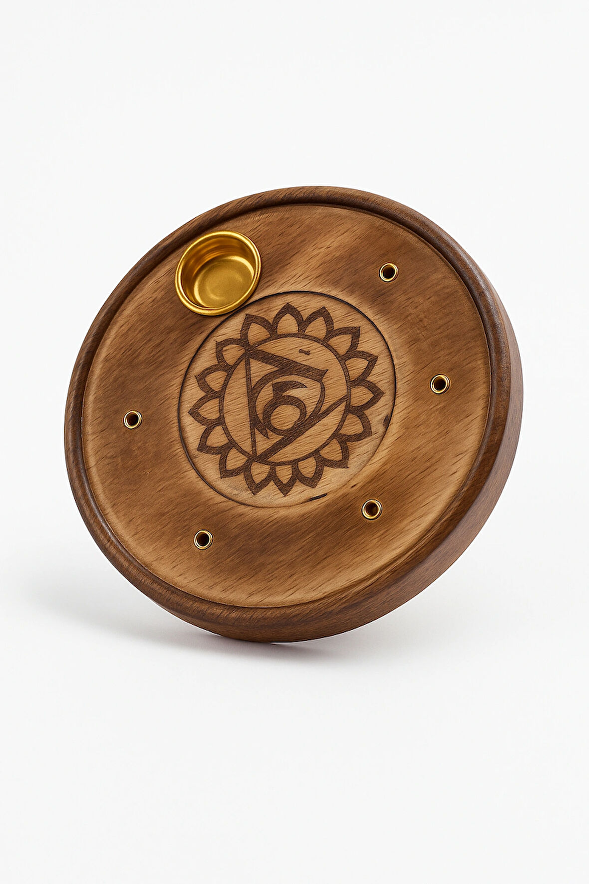 Ajna Çakralı Yuvarlak Ahşap Tütsülük – Çubuk/Konik | Chakra Wood Incense Holder - Stick/Conic