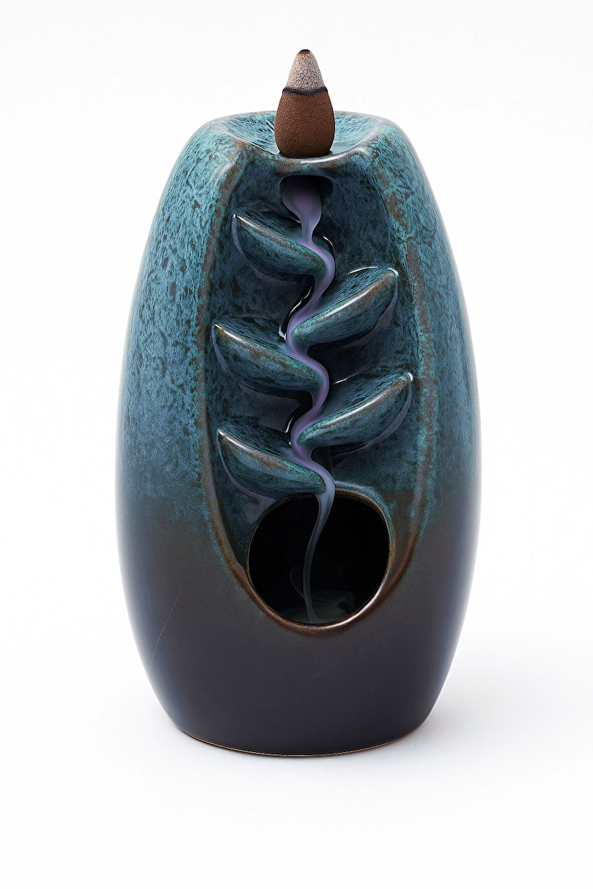 Yeşil Seramik Şelale Tütsülük / Green Ceramic Waterfall Backflow Incense Burner
