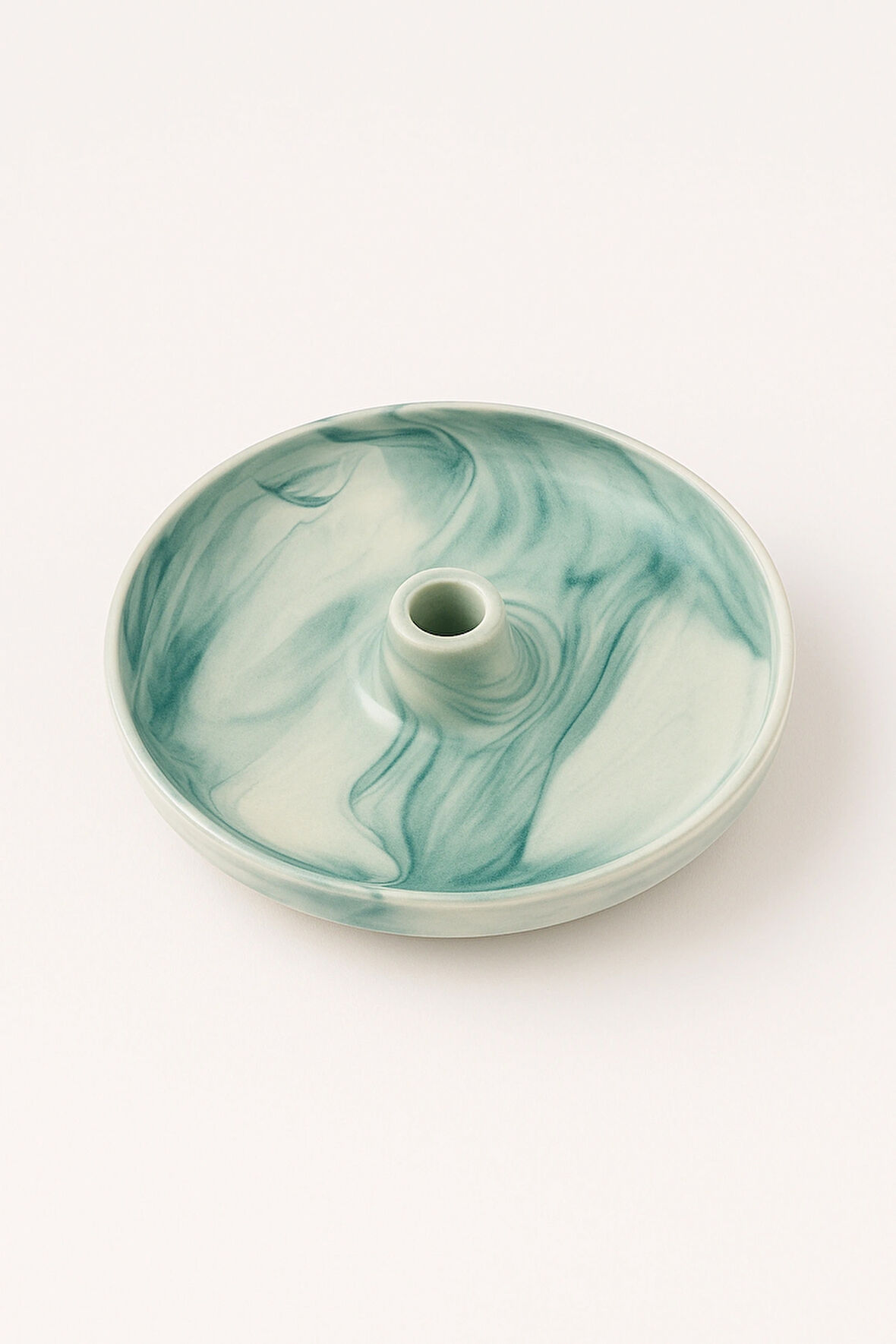 Yeşil Mermer Desenli Seramik Tütsülük | Green Marble Incense Holder | Palo Santo, Sandal, Öd Ağacı