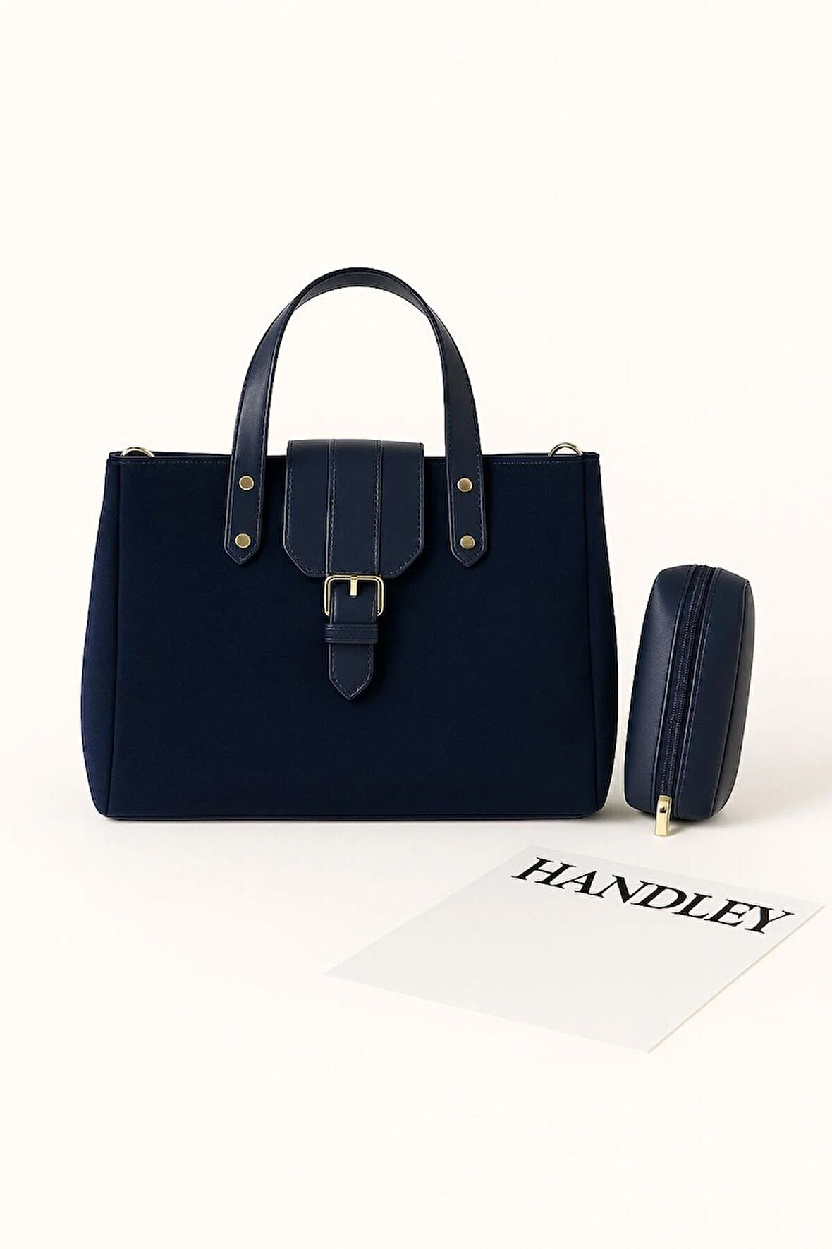 Kadın Süet Deri Detaylı El ve Omuz Çantası Seti