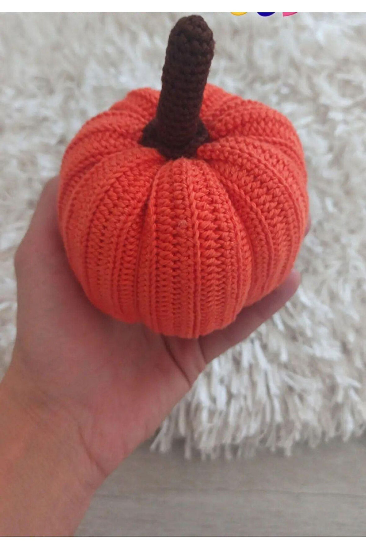 Büyük Boy Balkabağı Dekorasyon Yeni Trend Turuncu Amigurumi Örgü Renkli