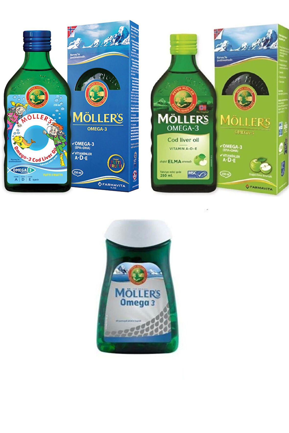 Omega-3 Balık Yağı Sıvı Formu-tutti Frutti Ve Elmalı+omega-3 60 Kapsül