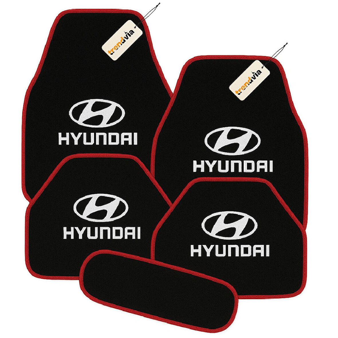 Siyah Kırmızı Renk Hyundai Logolu Araç Halı Paspas Takımı 5 Parça – Şık, Dayanıklı ve Kolay Temizlenebilir