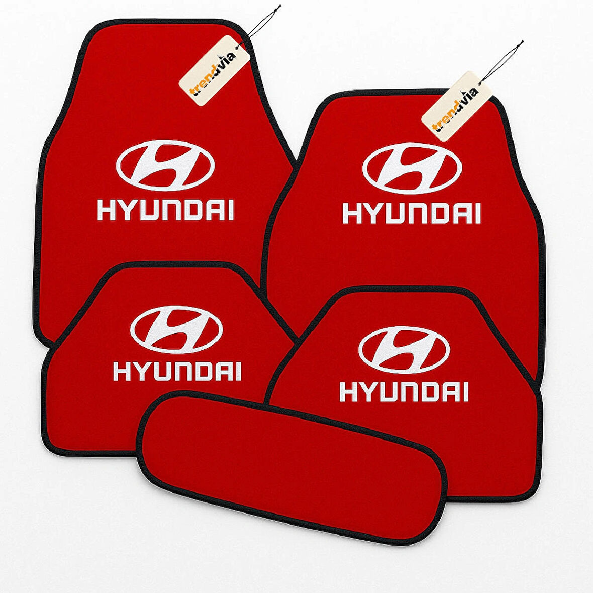 Kırmızı Renk Hyundai Logolu Araç Halı Paspas Takımı 5 Parça – Şık, Dayanıklı ve Kolay Temizlenebilir