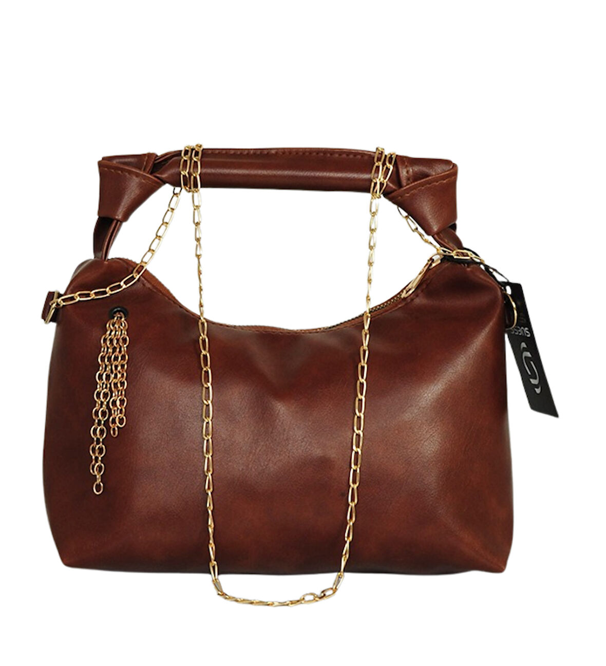 Zincir Askılı  Deri Çanta-Kahverengi