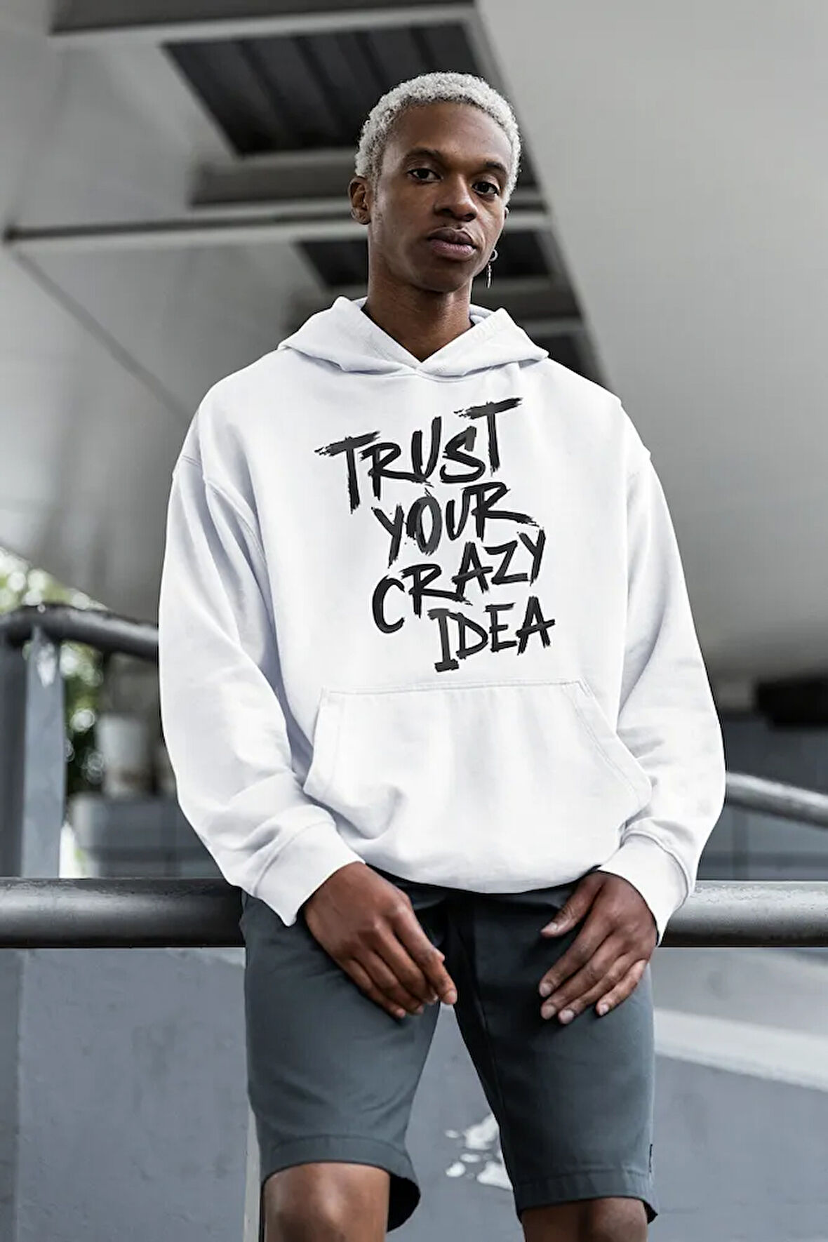 Trust Your Crazy Idea Yazılı Unisex Oversize Hoodie