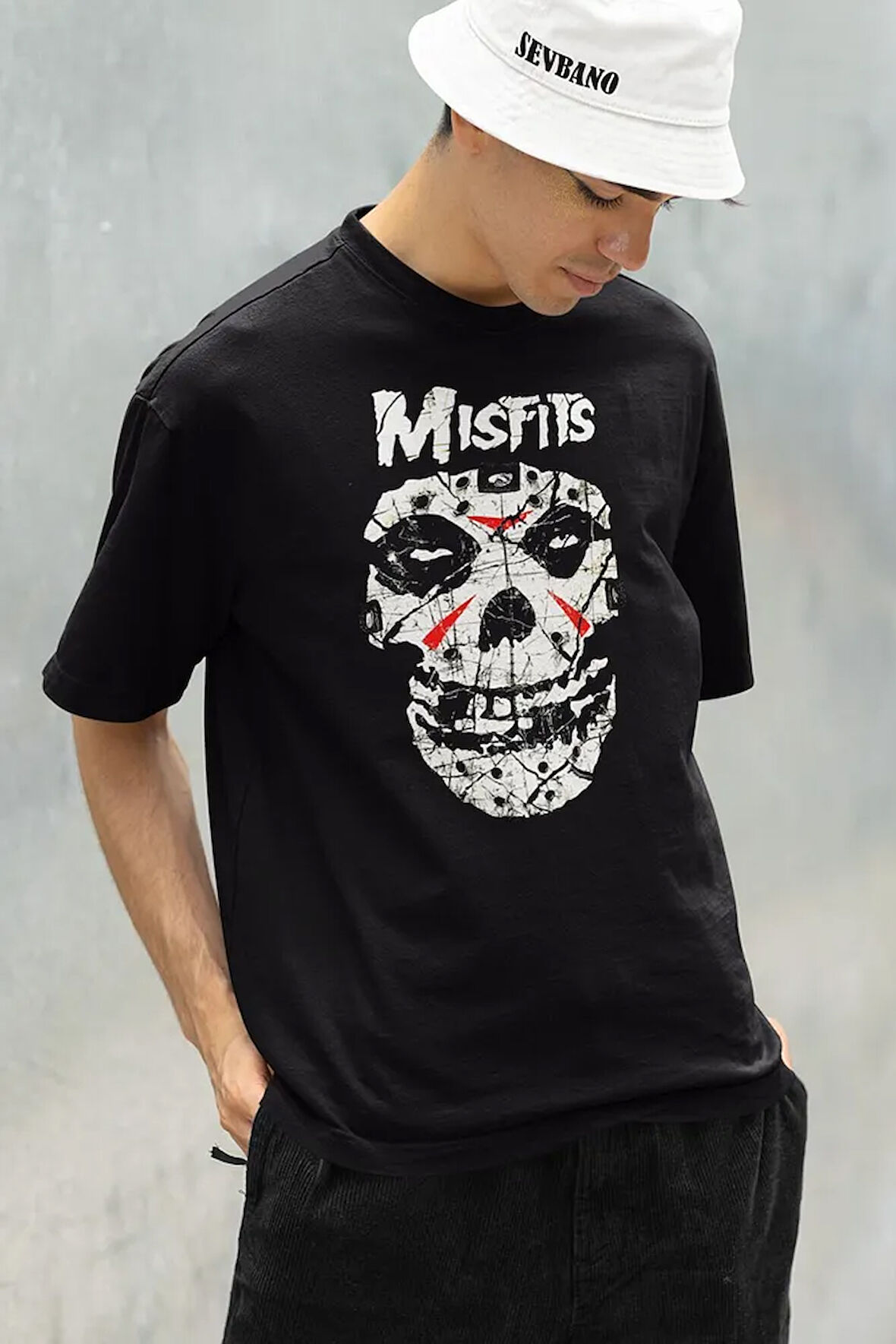Müzik Grubu Misfits Baskılı Unisex Oversize Tişört