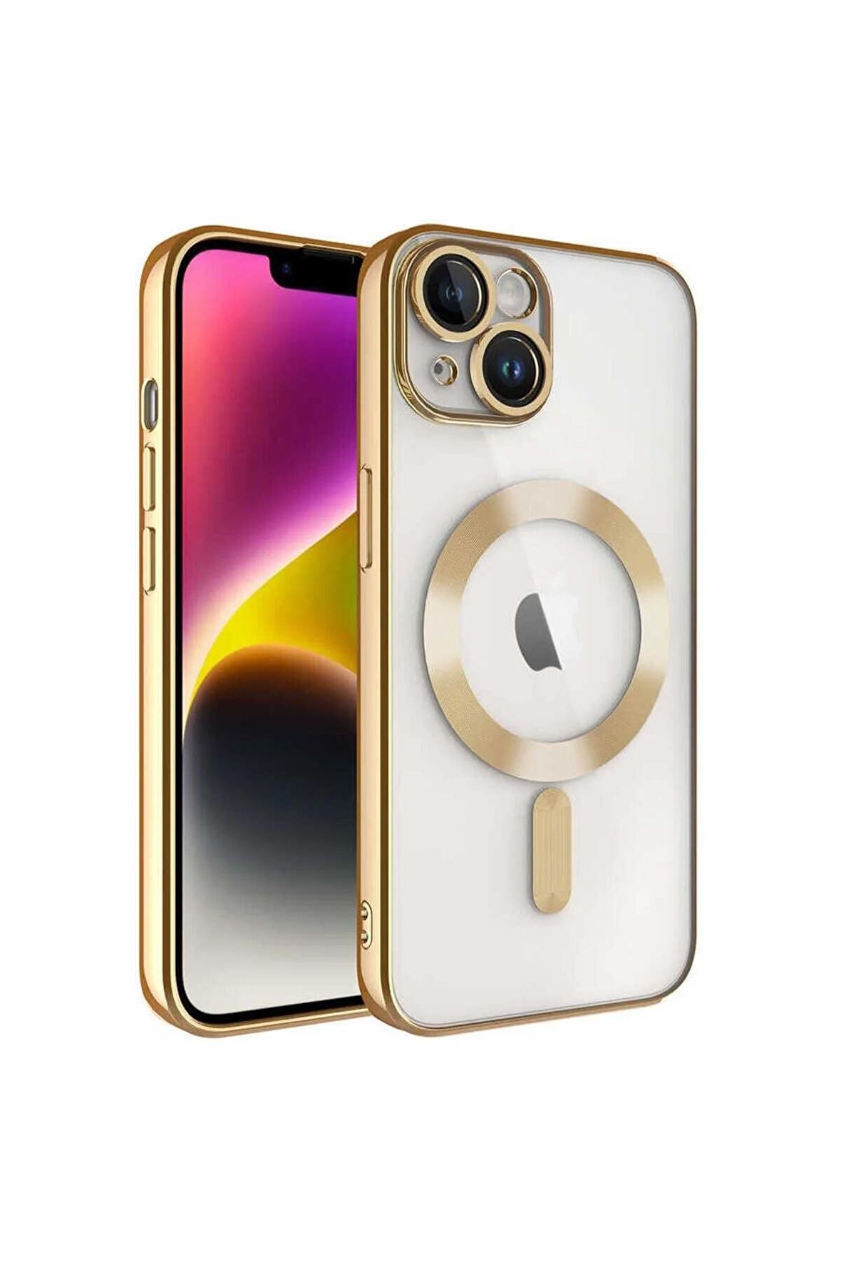 Apple iPhone 15 PLUS Kılıf Kamera Lens Korumalı Renkli Magsafe Şeffaf Silikon