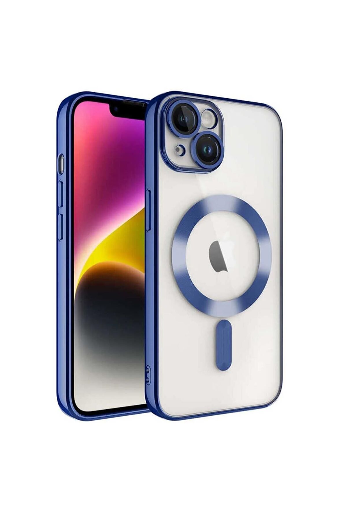 Apple iPhone 15 PLUS Uyumlu Kılıf Kamera Lens Korumalı Renkli Magsafe Şeffaf Silikon