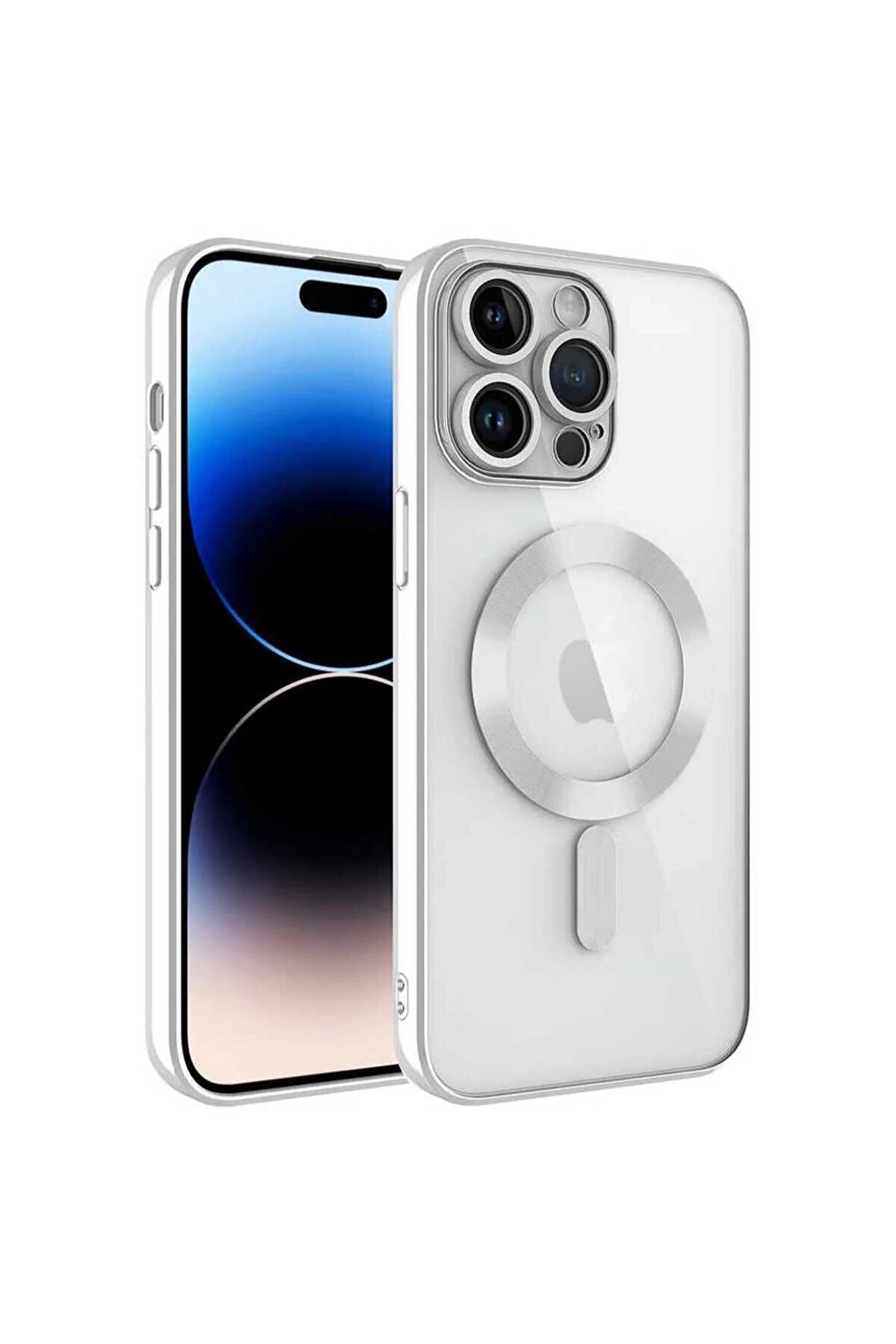 Apple iPhone 15 PRO Kılıf Kamera Lens Korumalı Renkli Magsafe Şeffaf Silikon