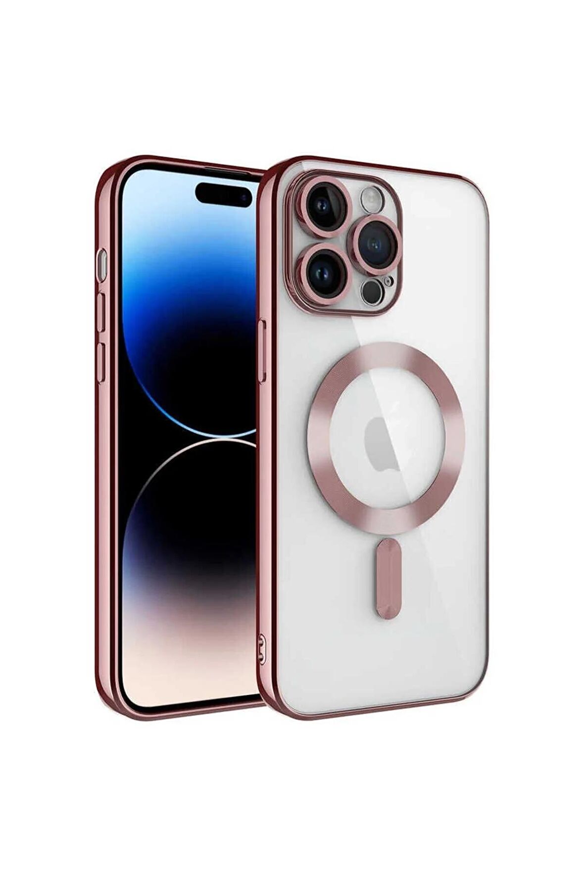 Apple iPhone 15 PRO MAX Kılıf Kamera Lens Korumalı Renkli Magsafe Şeffaf Silikon