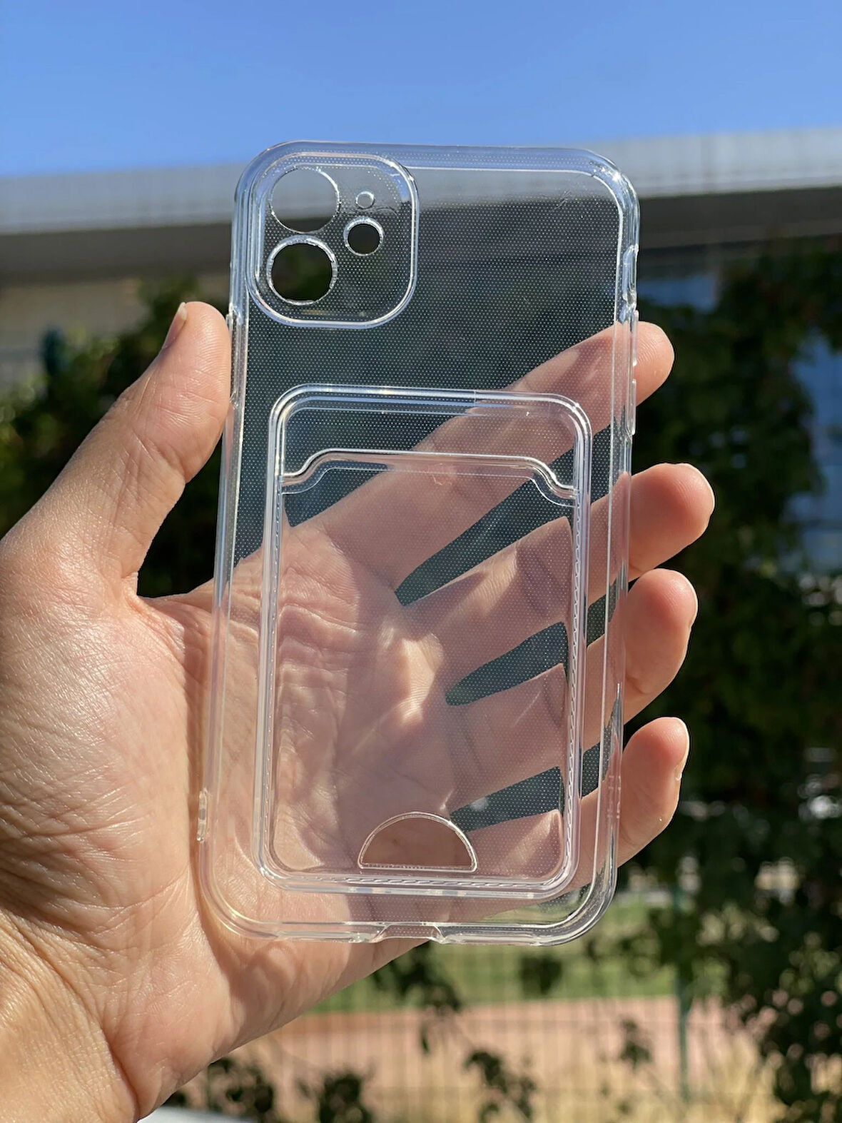 Apple iPhone 11 Kılıf Şeffaf Kartlıklı Silikon Azn-SetraKart