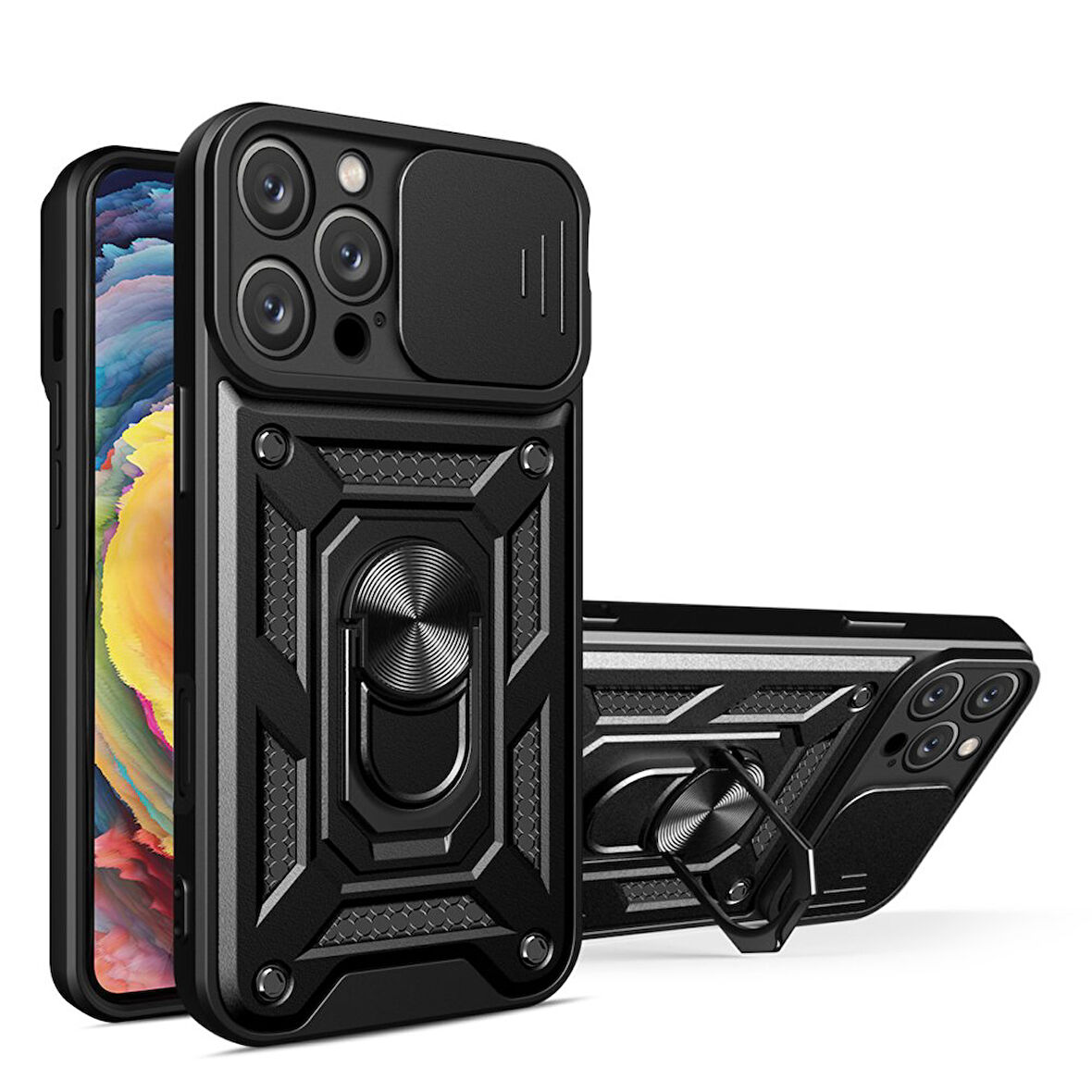 Apple iPhone 16 Pro Max Kılıf Sürgülü Kamera Korumalı Tank Kapak Azn-Pars