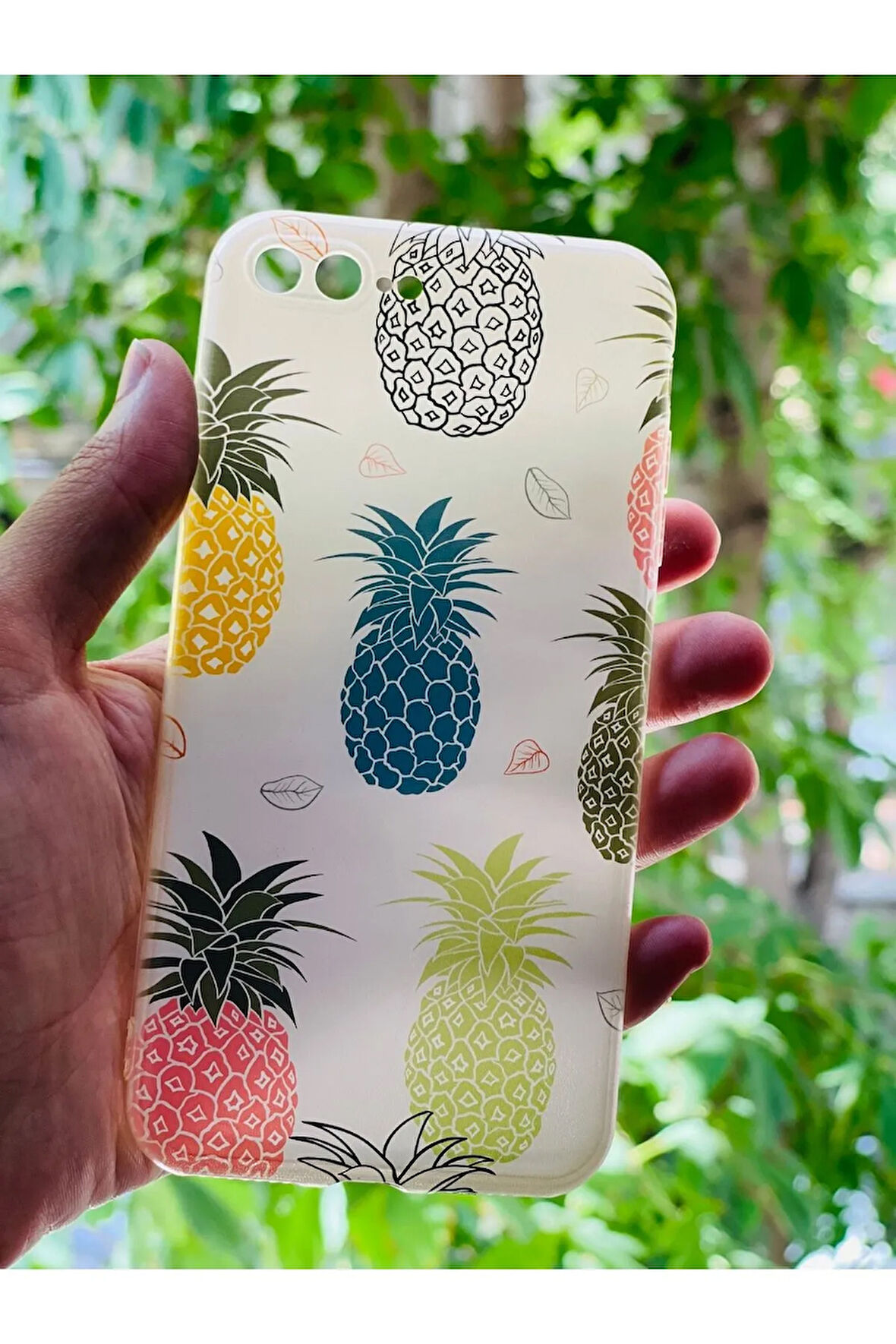 iPhone 7 Plus / 8 Plus  Uyumlu Ananas Desenli Baskılı Silikon