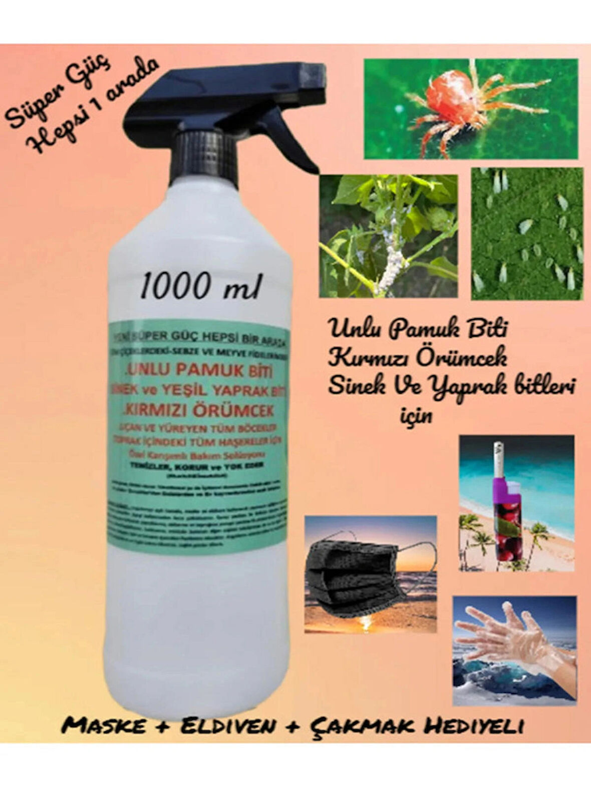 1000 ml Çiçekler Için Unlu Pamuk Biti-Sinek ve Yaprak Biti-Kırmızı Örümcek ilacı