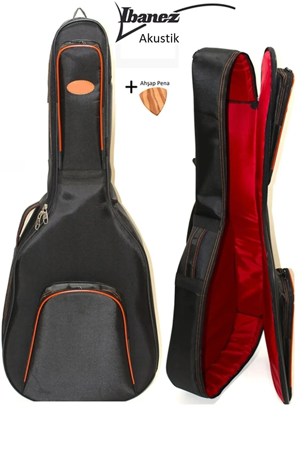 Uyumlu Yamaha Uyumlu Akustik Gitar Kılıfı Gri Taşıma Çantası Gigbag Softcase + Ahşap Pena