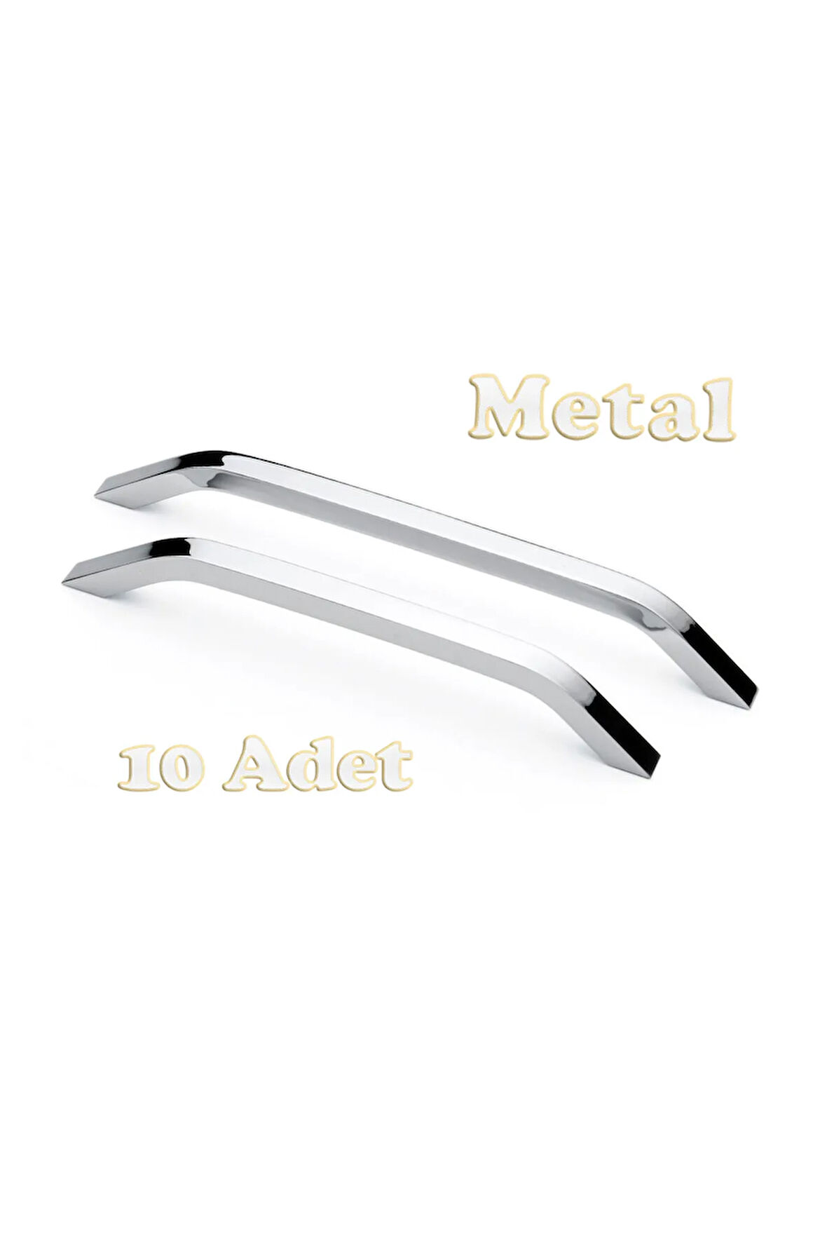 İdil Alüminyum Metal Lüks Modern Mobilya Çekmece Mutfak Dolabı Kulpu Krom 224mm (10 Adet)