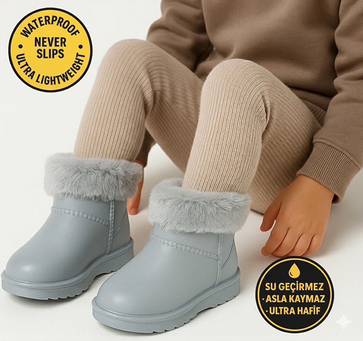 Çocuk Kışlık Kar Yağmur Botu– Su Geçirmez, Peluş Astarlı, EVA  W10290-225 Tokio Borreguito Modeli