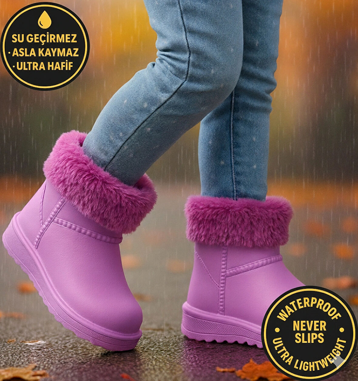 Çocuk Kışlık Kar Yağmur Botu– Su Geçirmez, Peluş Astarlı, EVA  W10290-225 Tokio Borreguito Modeli