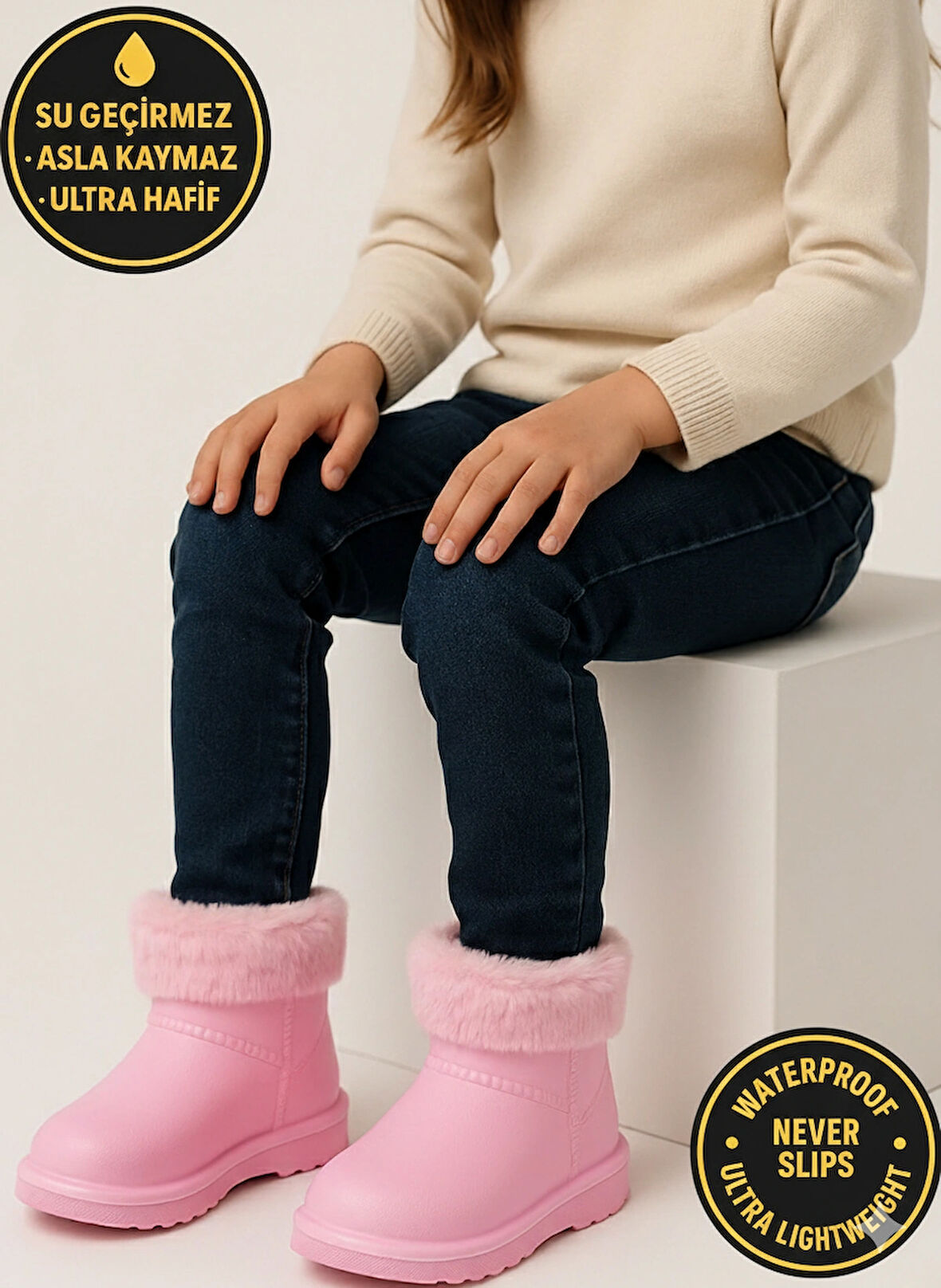 Çocuk Kışlık Kar Yağmur Botu– Su Geçirmez, Peluş Astarlı, EVA  W10290-225 Tokio Borreguito Modeli