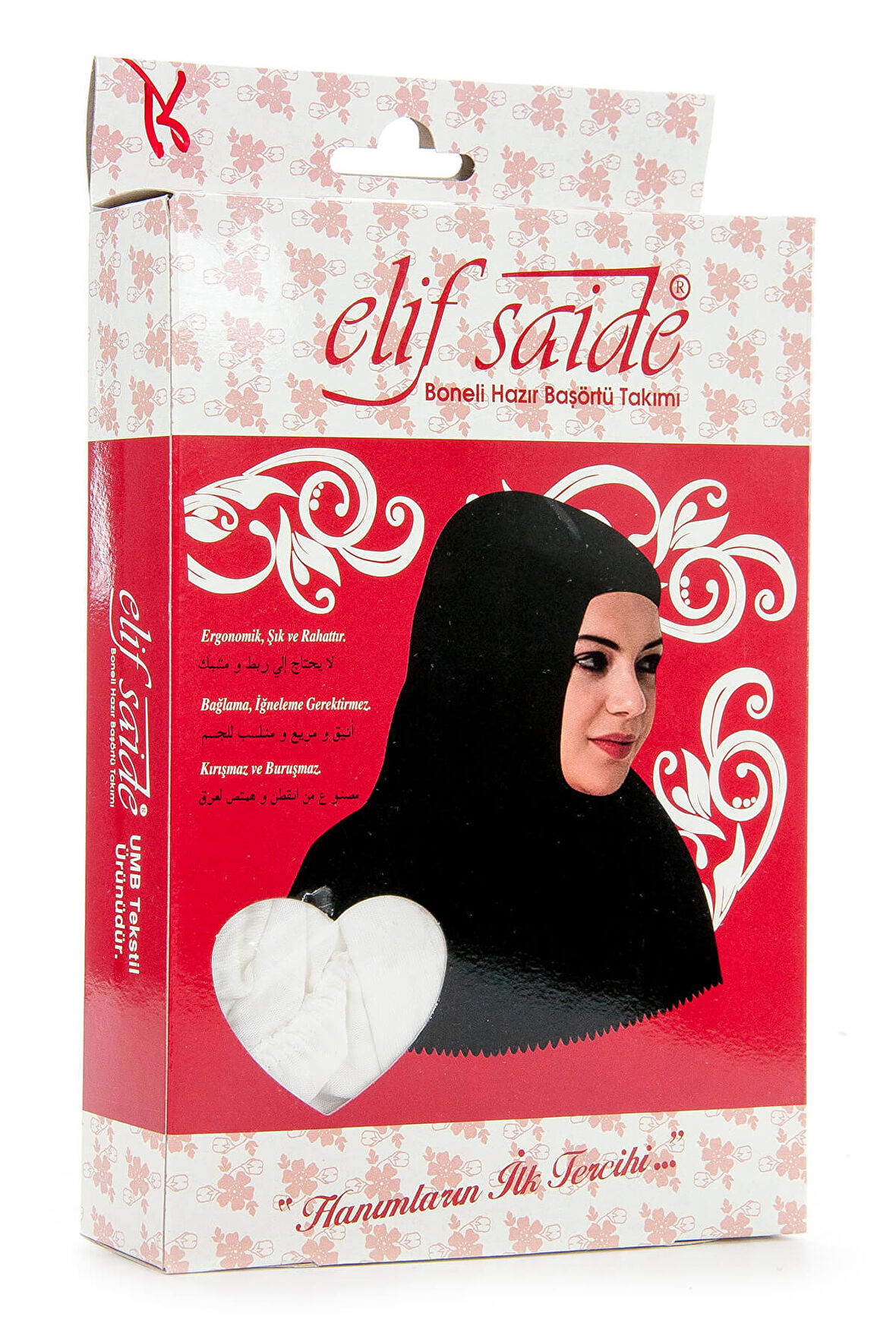 Boneli Hazır Başörtü Takımı Krem -1154