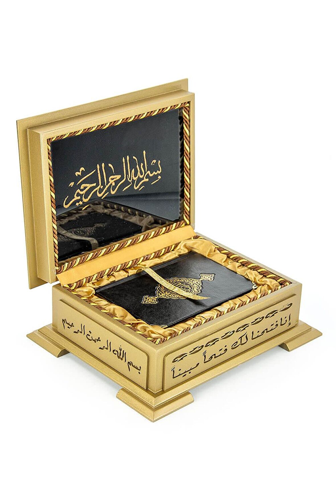 Ahşap Kutulu Hediyelik Kuranı Kerim - Sade Arapça - Çanta Boy - Gold