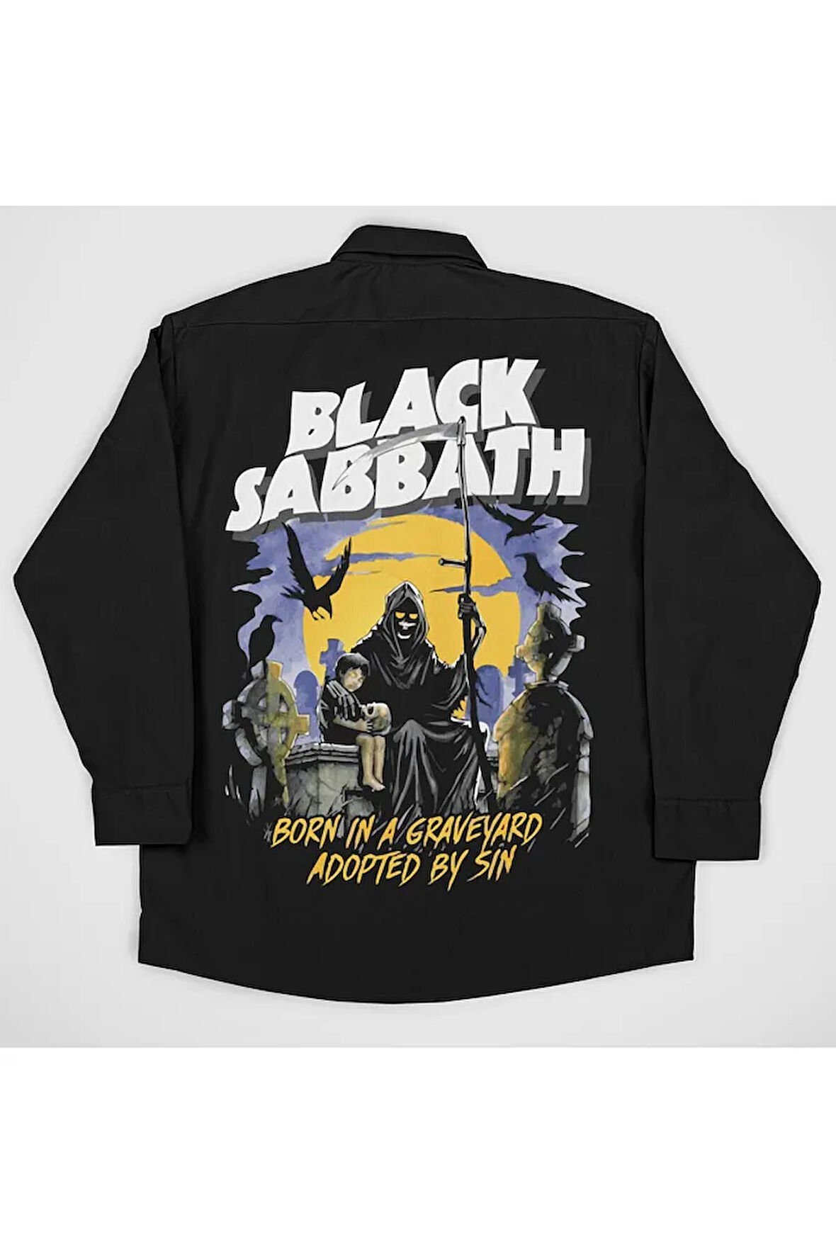 Black Sabbath Müzik Grubu Baskılı Unisex Rock Metal Cepli Gömlek