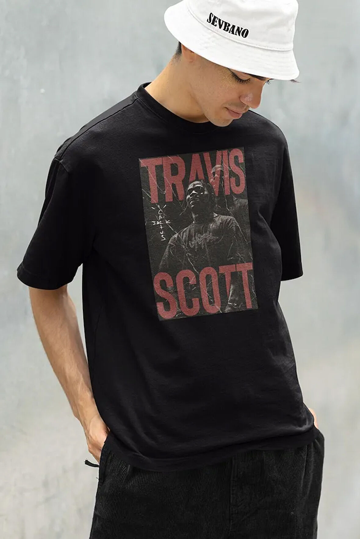 Şarkıcı Rapper Travis Scott Baskılı Unisex Oversize CJ Tişört