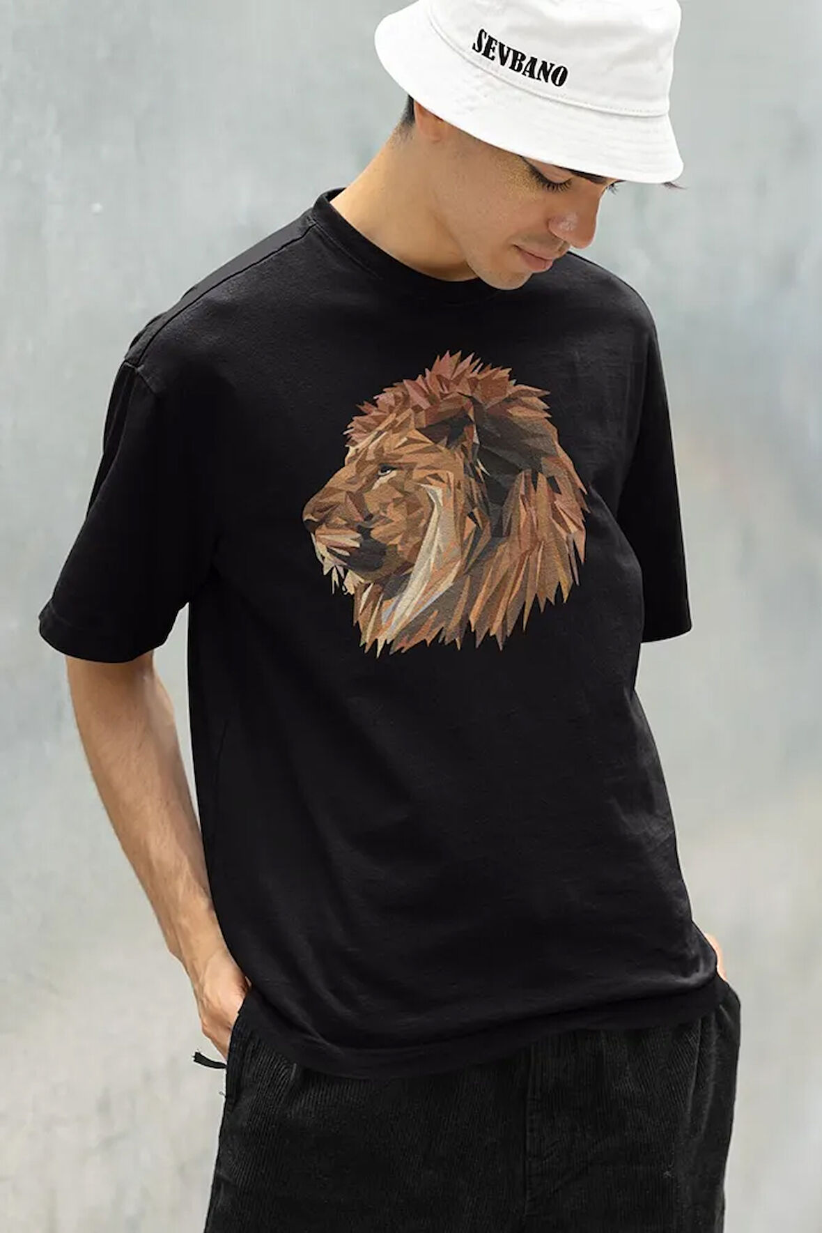 Özel Tasarım Aslan Lion Baskılı Unisex Oversize Tişört