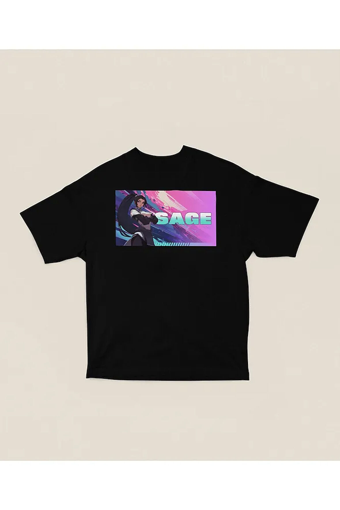 Saage Baskılı Unisex Oversize Vvalorant Tişört