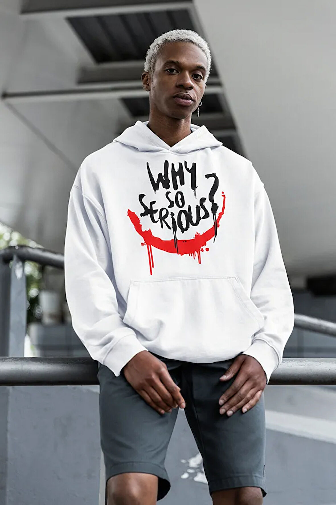 Why So Serious ? Joker Gülen Surat Baskılı Unisex Oversize Hoodie