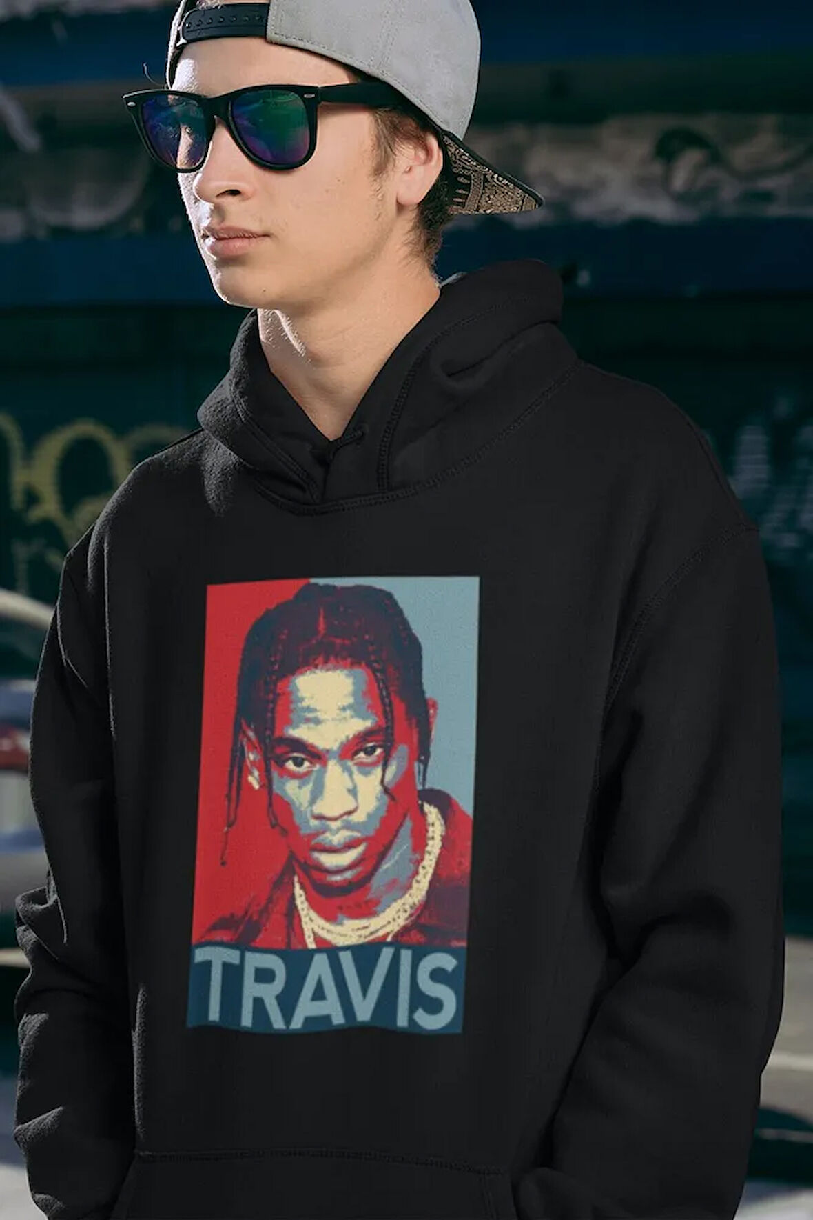 Travis Scott Rapper Baskılı Unisex Oversize Hoodie