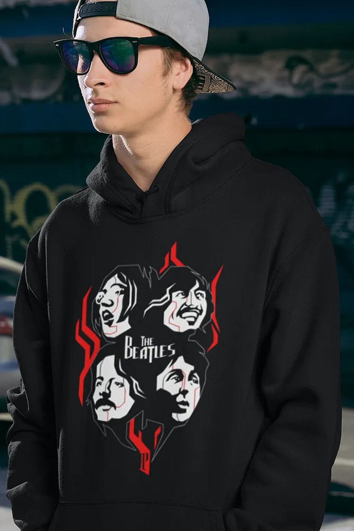 Tasarım The Beatles Müzik Grubu Baskılı Unisex Oversize Hoodie