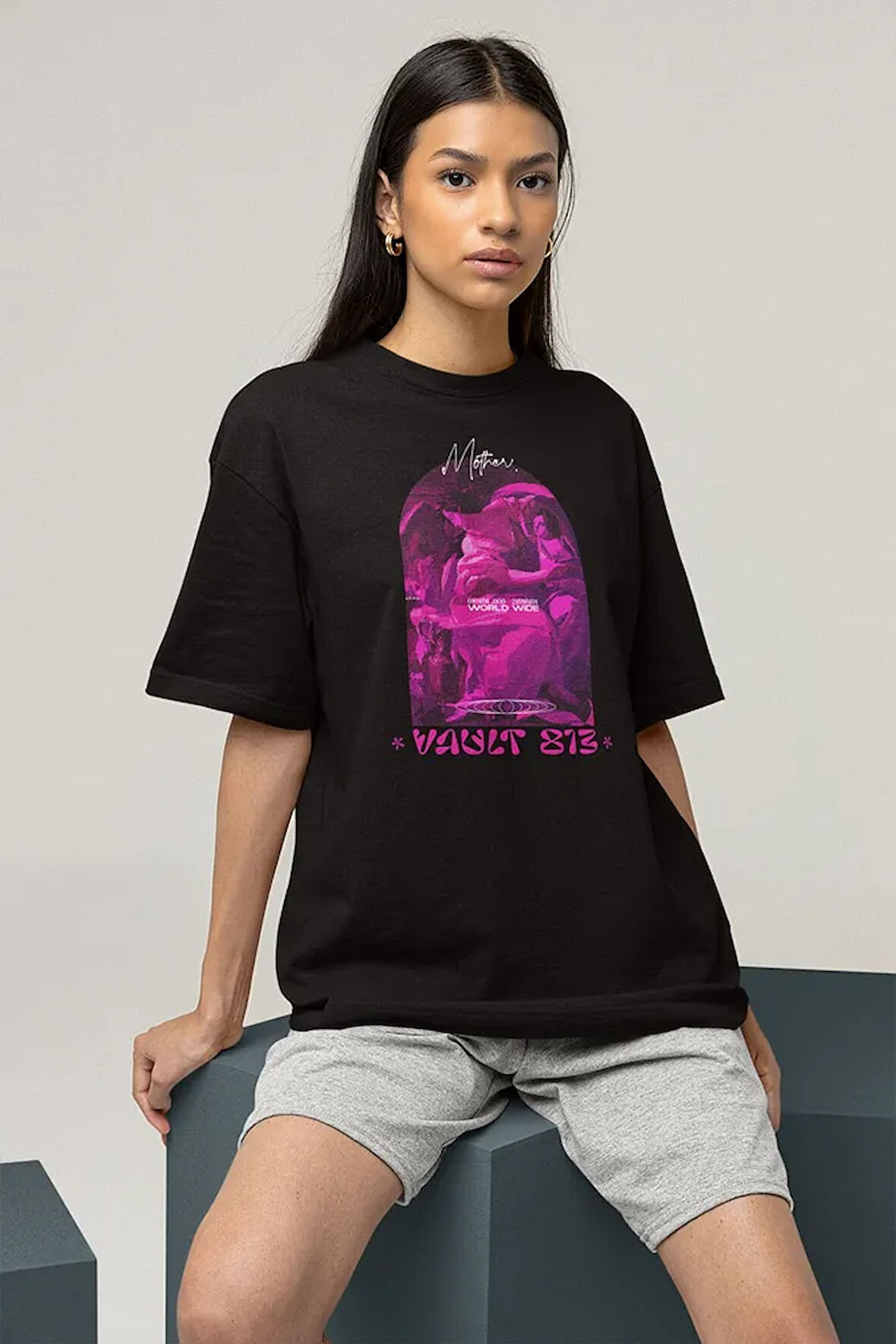Mother Vault 813 Baskılı Unisex Oversize Tişört