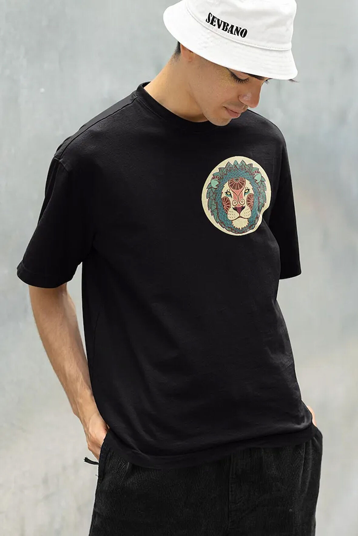 Minimalist Aslan Lion Baskılı Unisex Oversize Tişört
