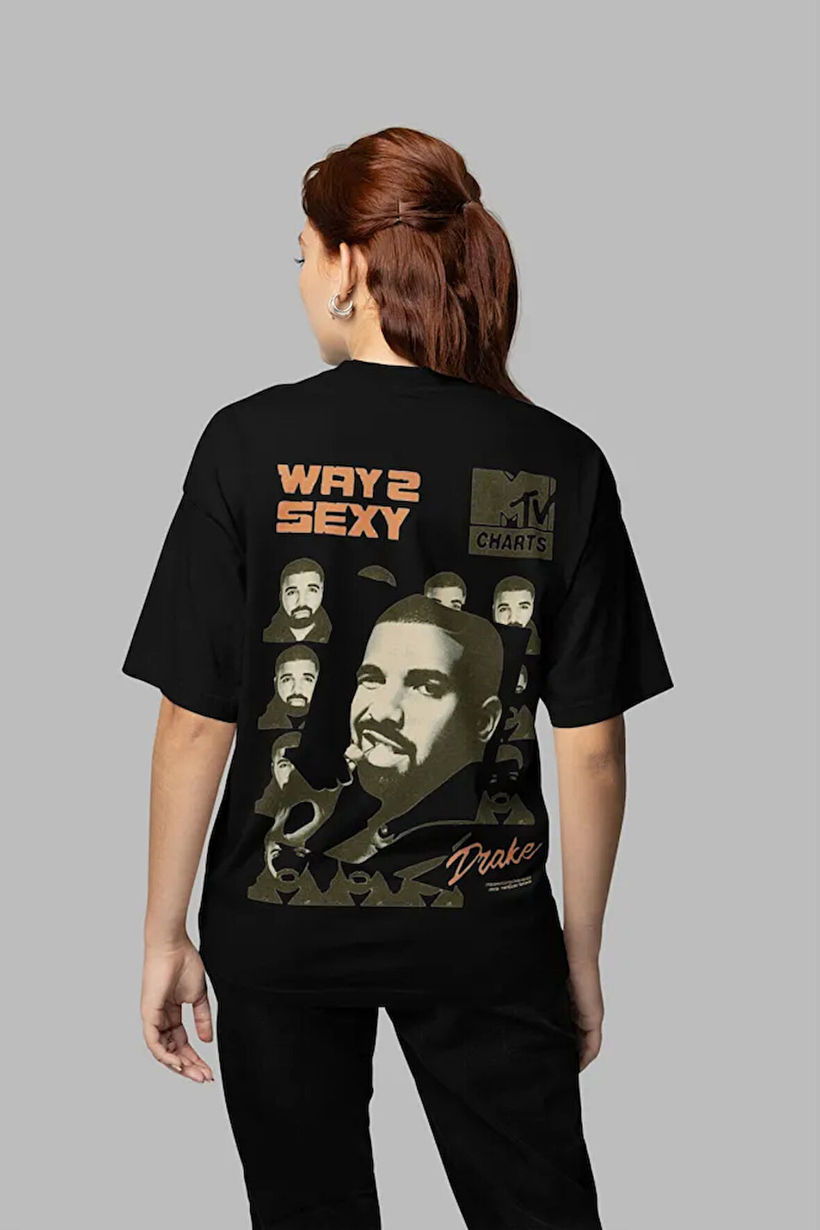 Drake Way 2 Sexy Yazılı Baskılı Unisex Oversize Tasarım Rapper Tişört