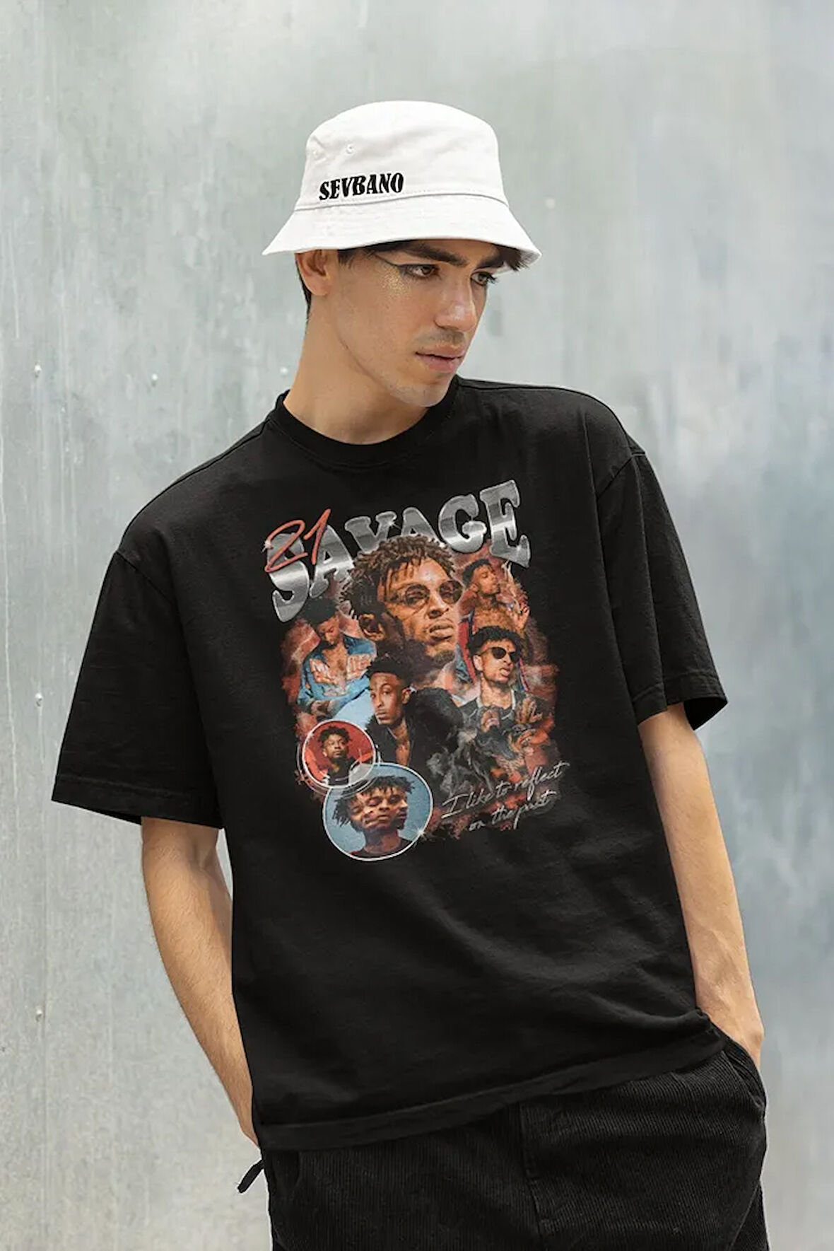 21 Savage Baskılı Unisex Oversize Rapper Tişört