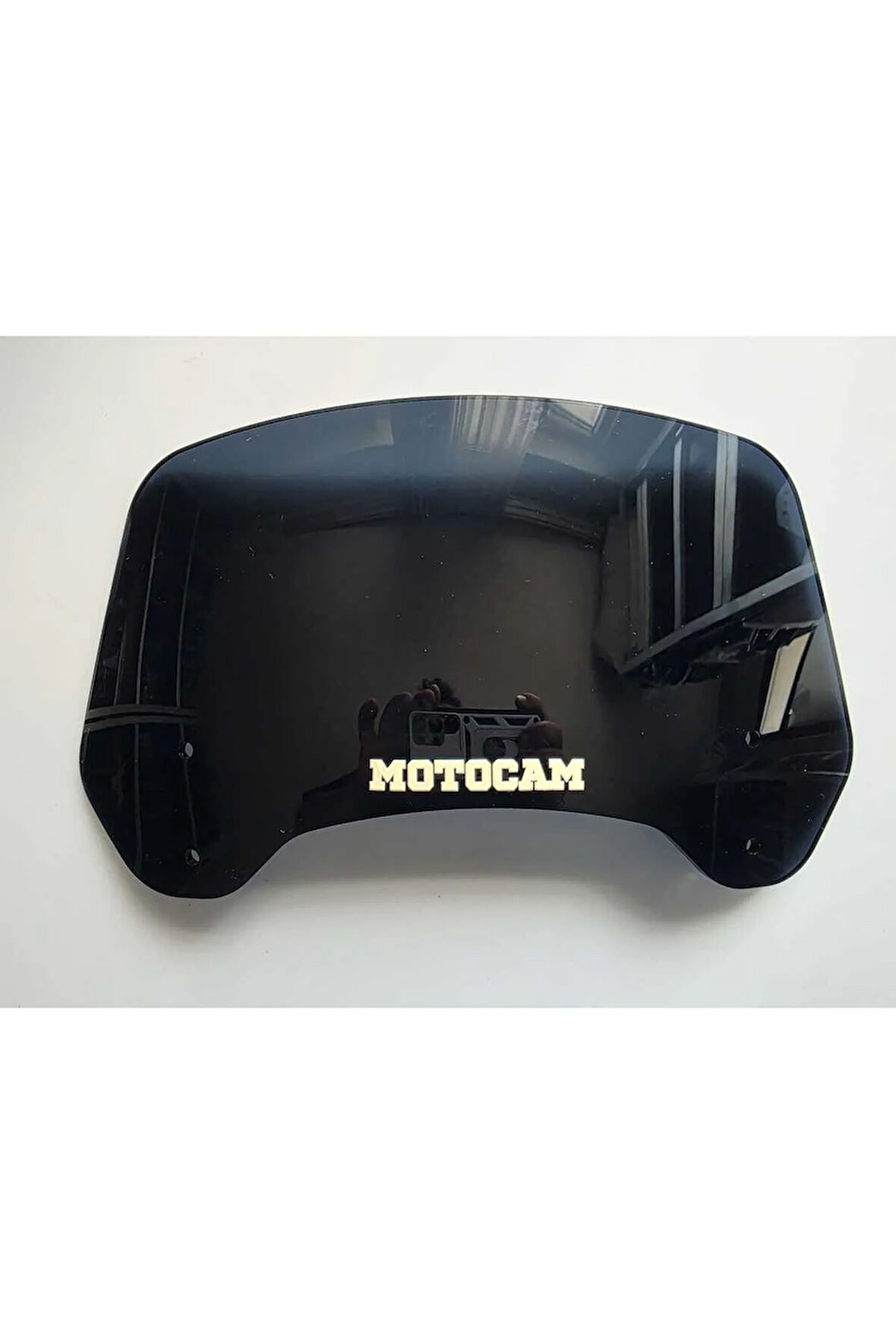MOTOCAM Rüzgar Saptırıcı Deflektör Camı 2 Delikli 3.5cm 32x15cm Siyah Renkli   (APARATSIZDIR)