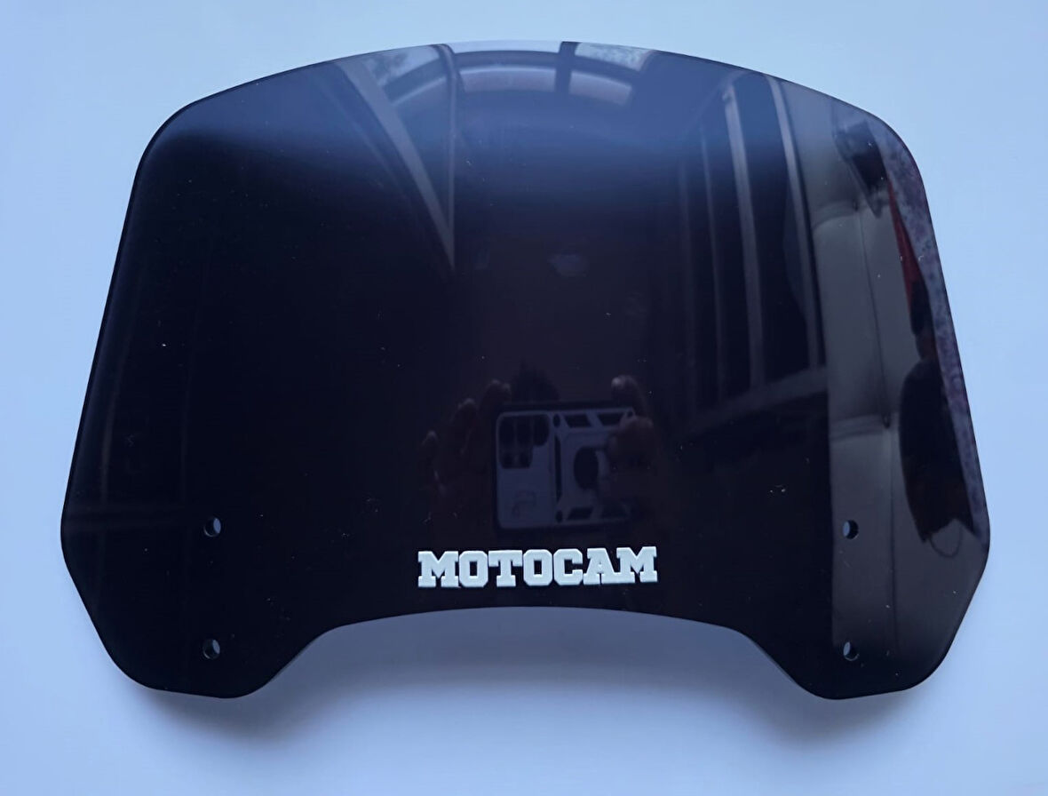 MOTOCAM Rüzgar Saptırıcı Deflektör Camı 2 Delikli 3.5cm 32x18cm Siyah Renkli   (APARATSIZDIR)