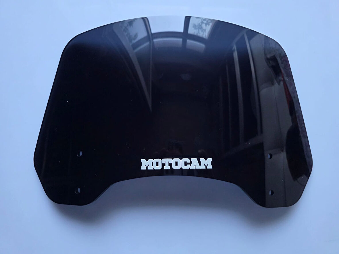 MOTOCAM Rüzgar Saptırıcı Deflektör Camı 2 Delikli 4cm 35x18cm Siyah Renkli   (APARATSIZDIR)