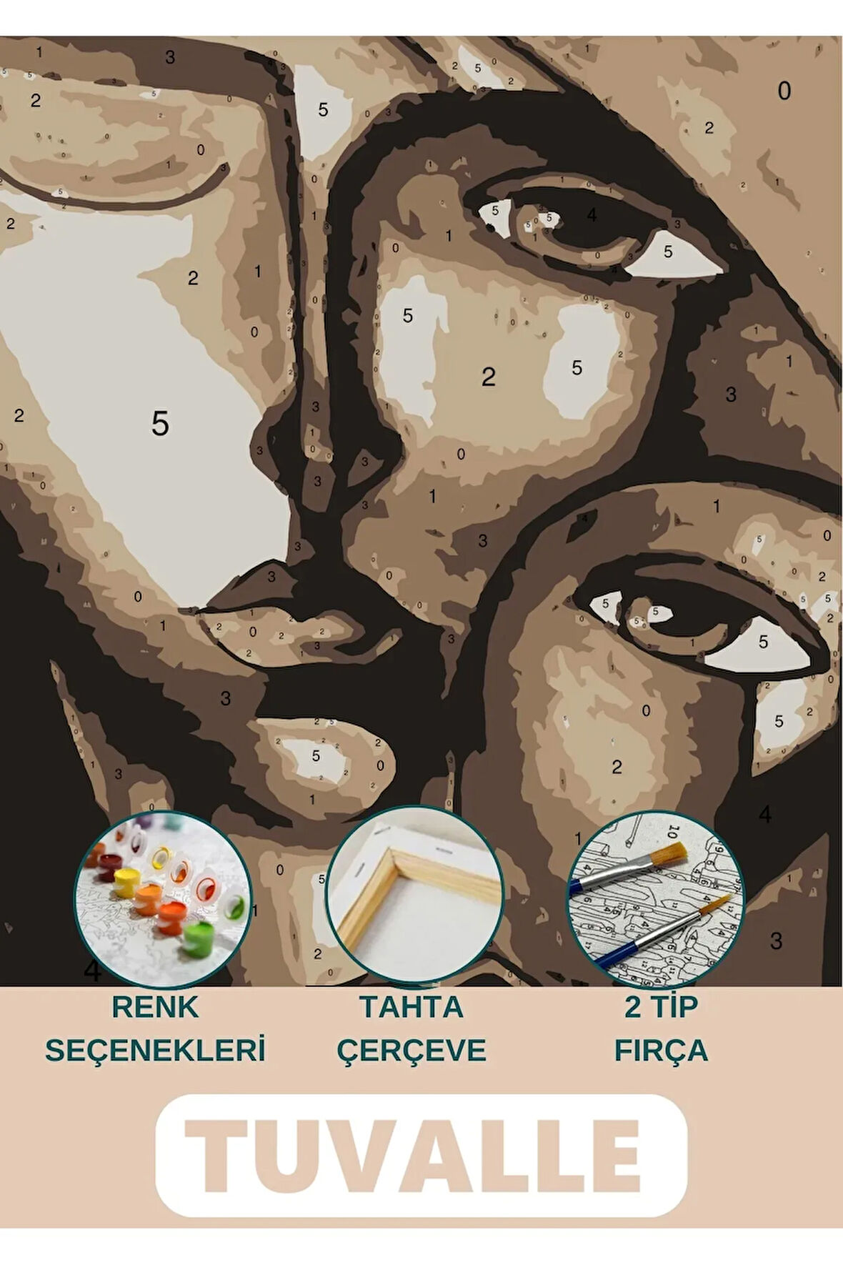 İki Ruh Bir Beden Sayılarla Boyama Seti, Hobi Seti, 40x50 Tablo, Fırça Boya Asma Aparatı Dahil, Doğa