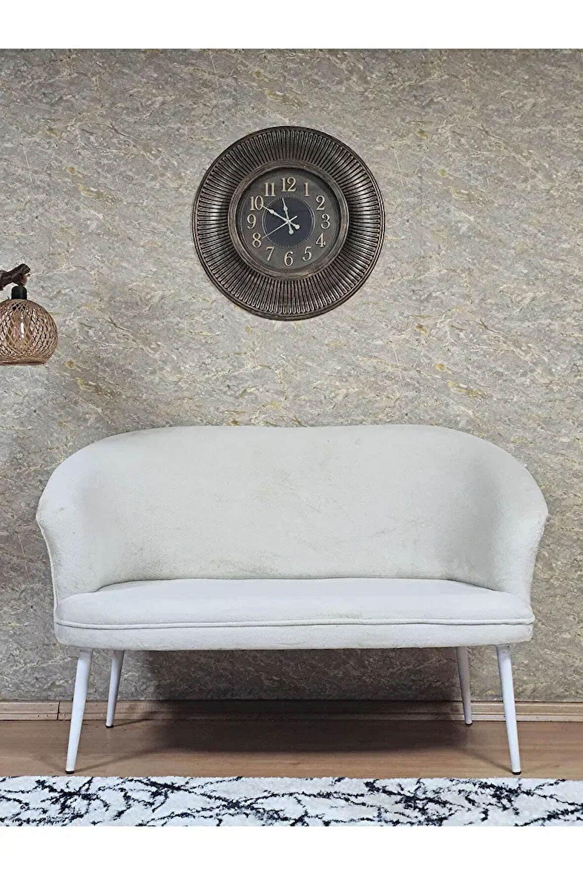 İkili TEDDY Beyaz Boyalı Sivriltme Ayak Çay Seti Koltuk İkili Berjer , Balkon, Salon, Ofis Krem Renk 40,5 Boyut/Ebat