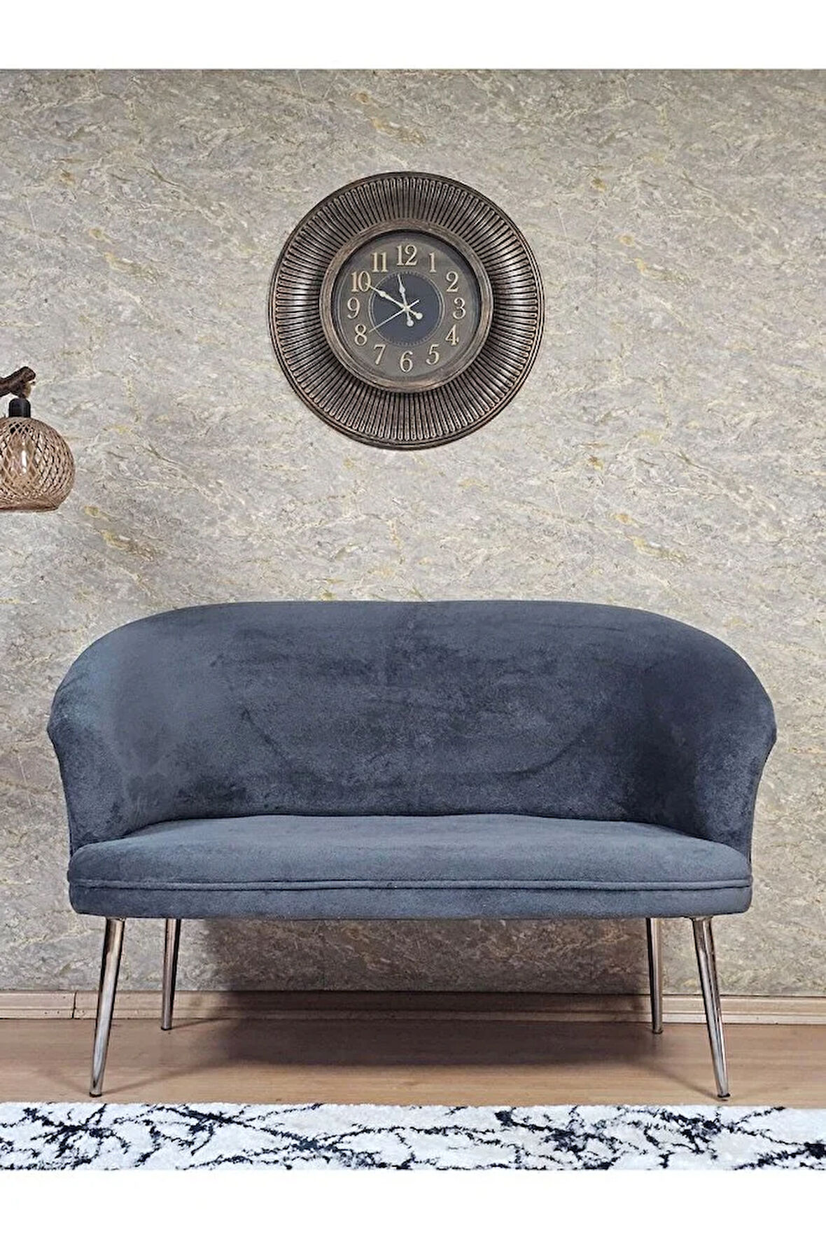 İkili TEDDY Krom Kaplama Sivriltme Ayak Çay Seti Koltuk İkili Berjer , Balkon, Salon, Ofis Füme Renk 40,5 Boyut/Ebat