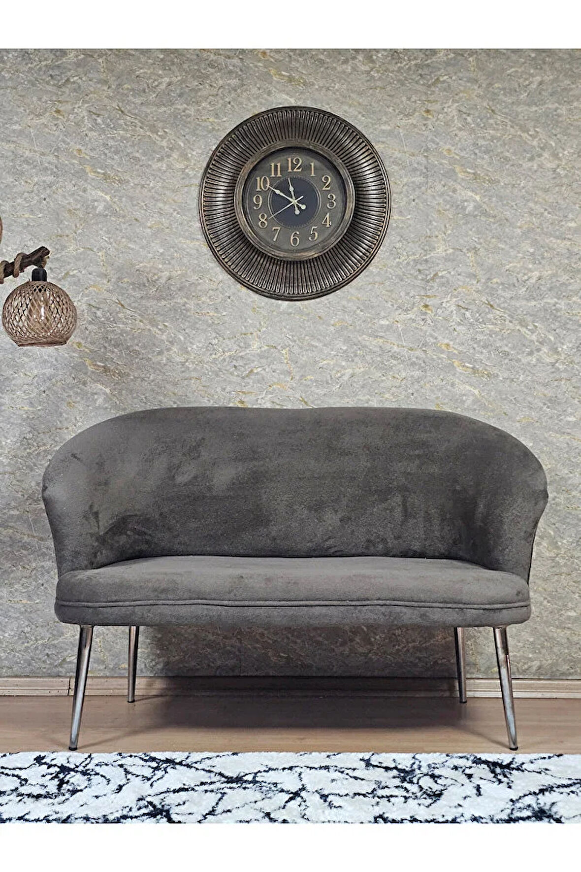 İkili TEDDY Krom Kaplama Sivriltme Ayak Çay Seti Koltuk İkili Berjer , Balkon, Salon, Ofis Kahverengi Renk 40,5 Boyut/Ebat