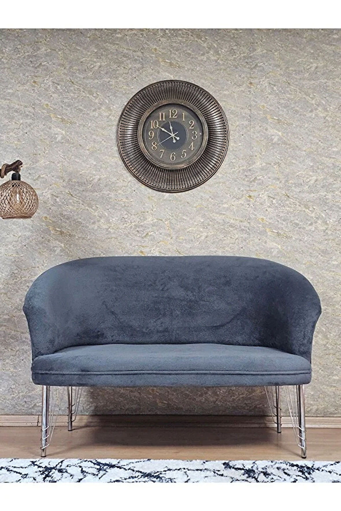 İkili TEDDY Krom Kaplama Telli Ayak Çay Seti Koltuk İkili Berjer , Balkon, Salon, Ofis Füme Renk 40,5 Boyut/Ebat