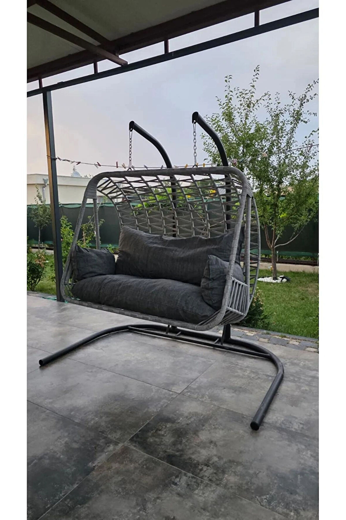 İkili İp Örgü Bahçe & Balkon Salıncağı