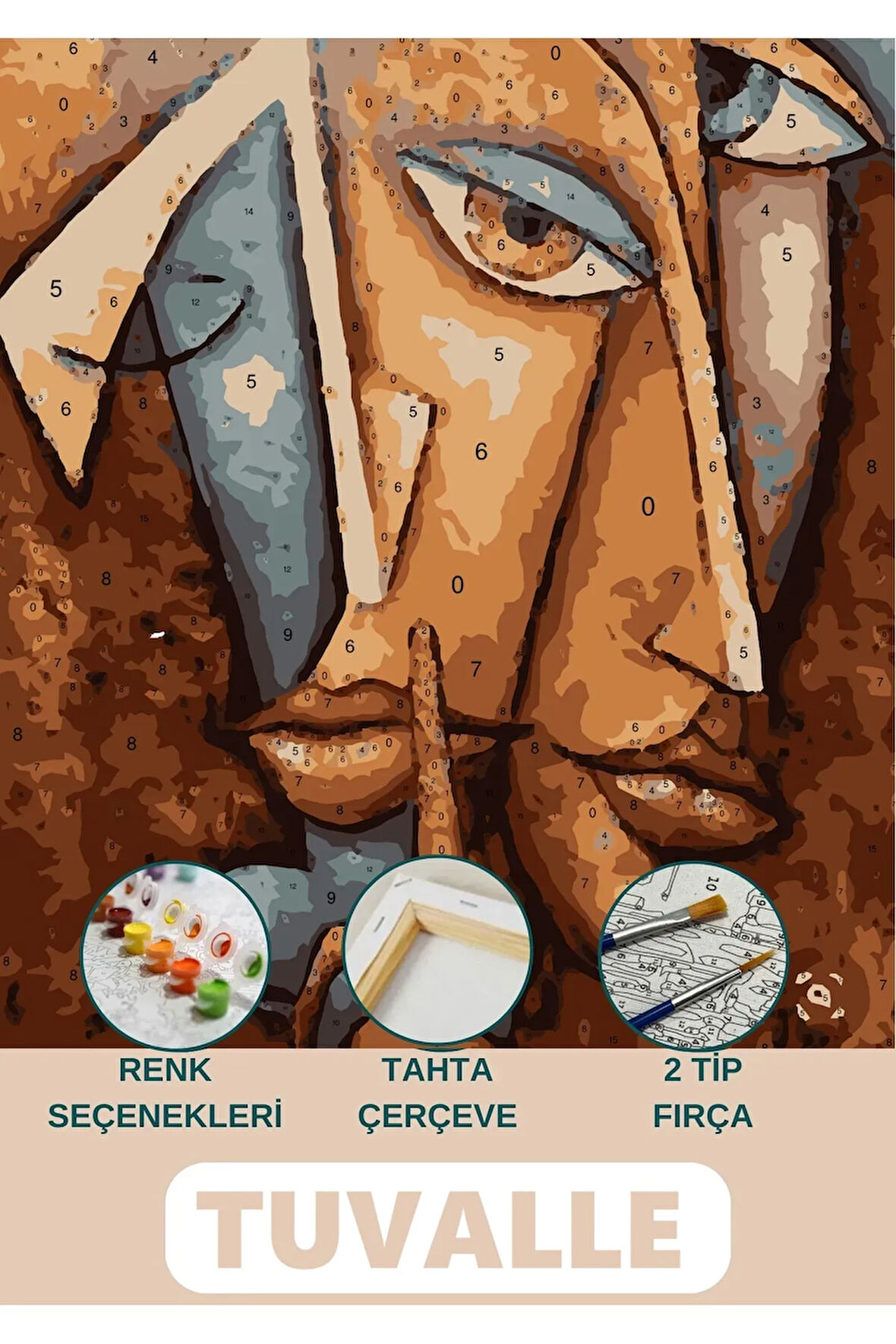 İkiz Ruh Sayılarla Boyama Seti, Hobi Seti, 40X50 Tablo, Fırça Boya Asma Aparatı Dahil, Doğa